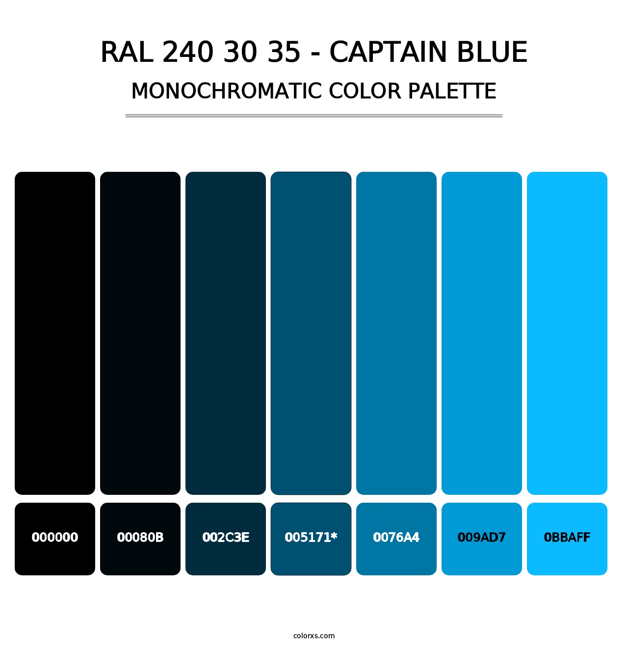 RAL 240 30 35 - Captain Blue - Monochromatic Color Palette