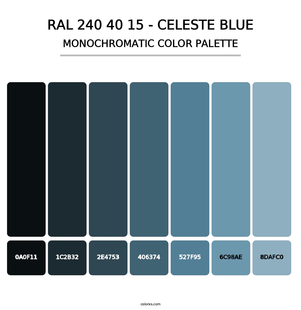 RAL 240 40 15 - Celeste Blue - Monochromatic Color Palette