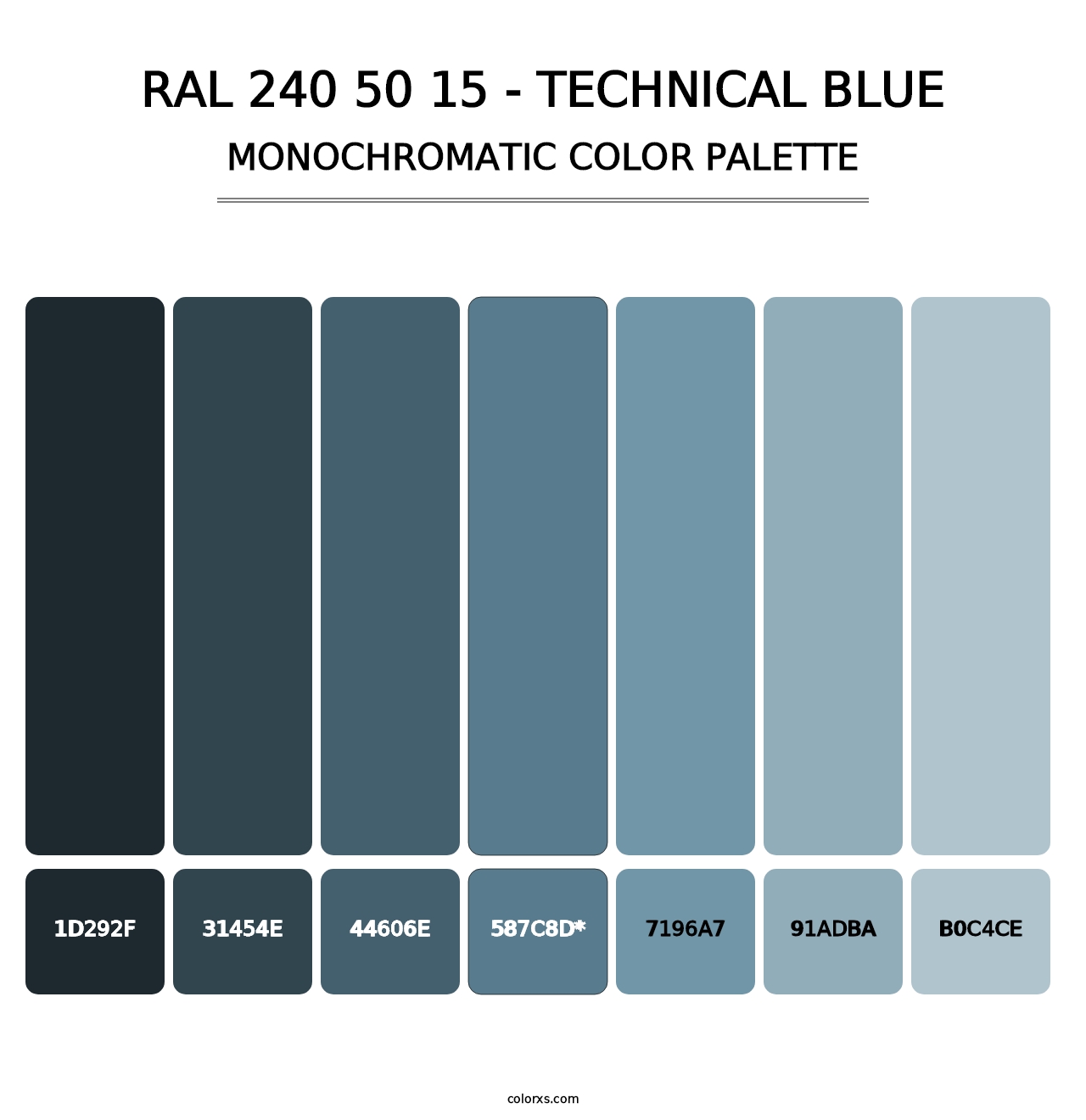 RAL 240 50 15 - Technical Blue - Monochromatic Color Palette
