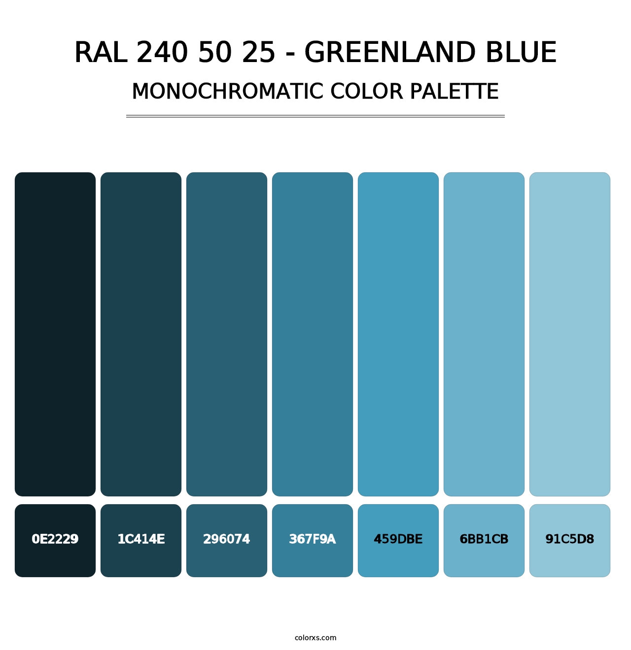 RAL 240 50 25 - Greenland Blue - Monochromatic Color Palette