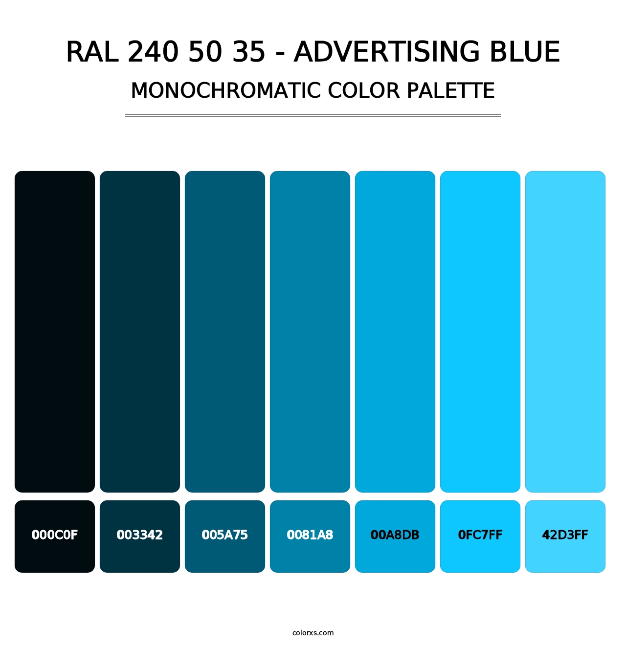 RAL 240 50 35 - Advertising Blue - Monochromatic Color Palette