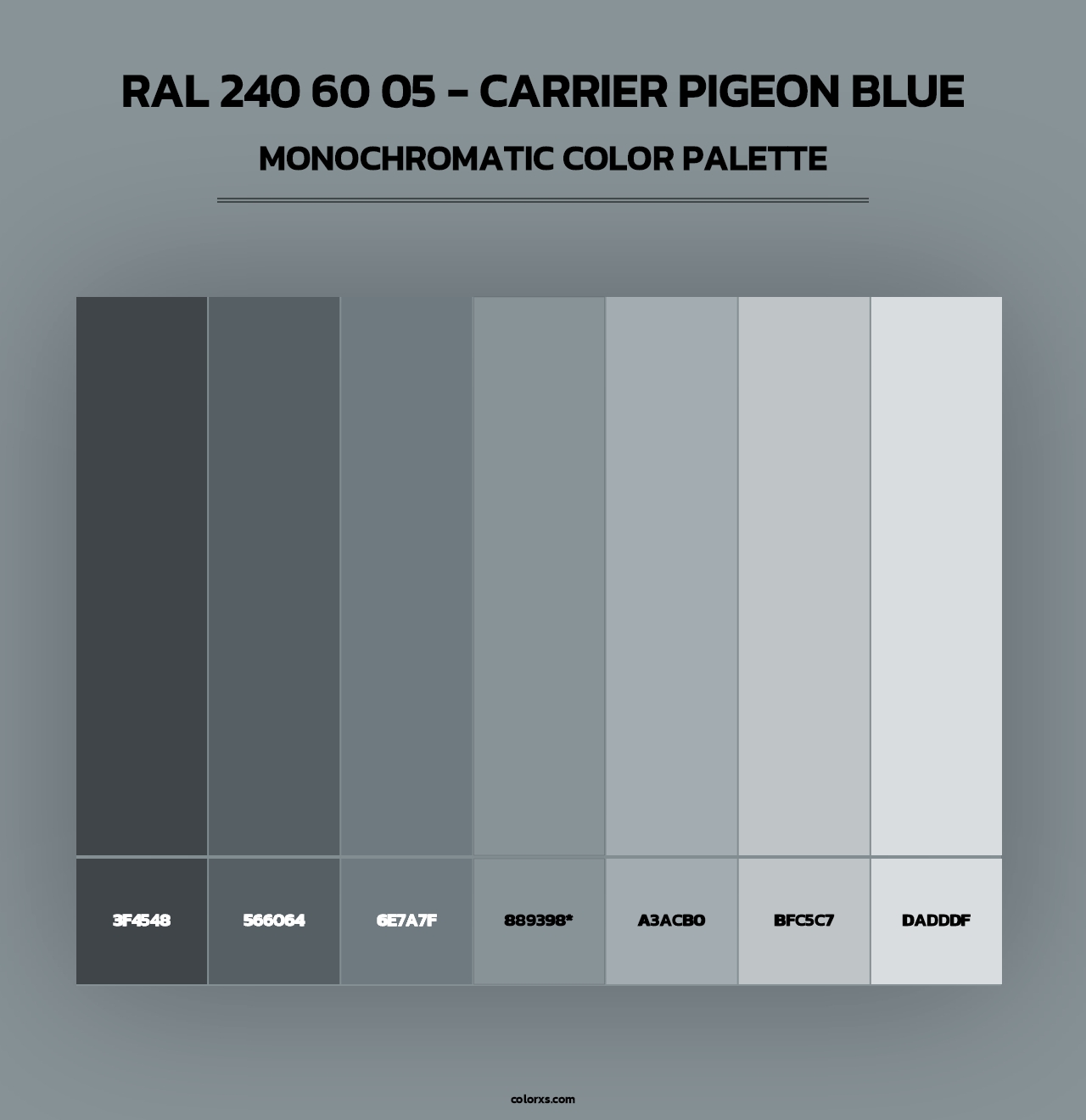 RAL 240 60 05 - Carrier Pigeon Blue - Monochromatic Color Palette