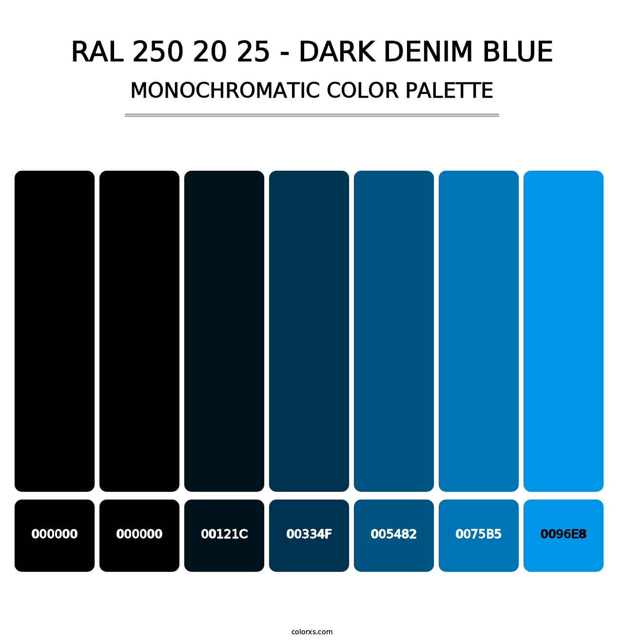 RAL 250 20 25 - Dark Denim Blue - Monochromatic Color Palette