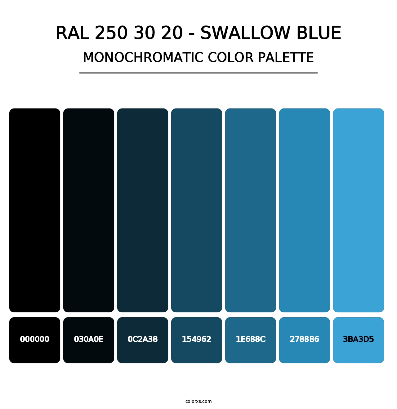 RAL 250 30 20 - Swallow Blue - Monochromatic Color Palette