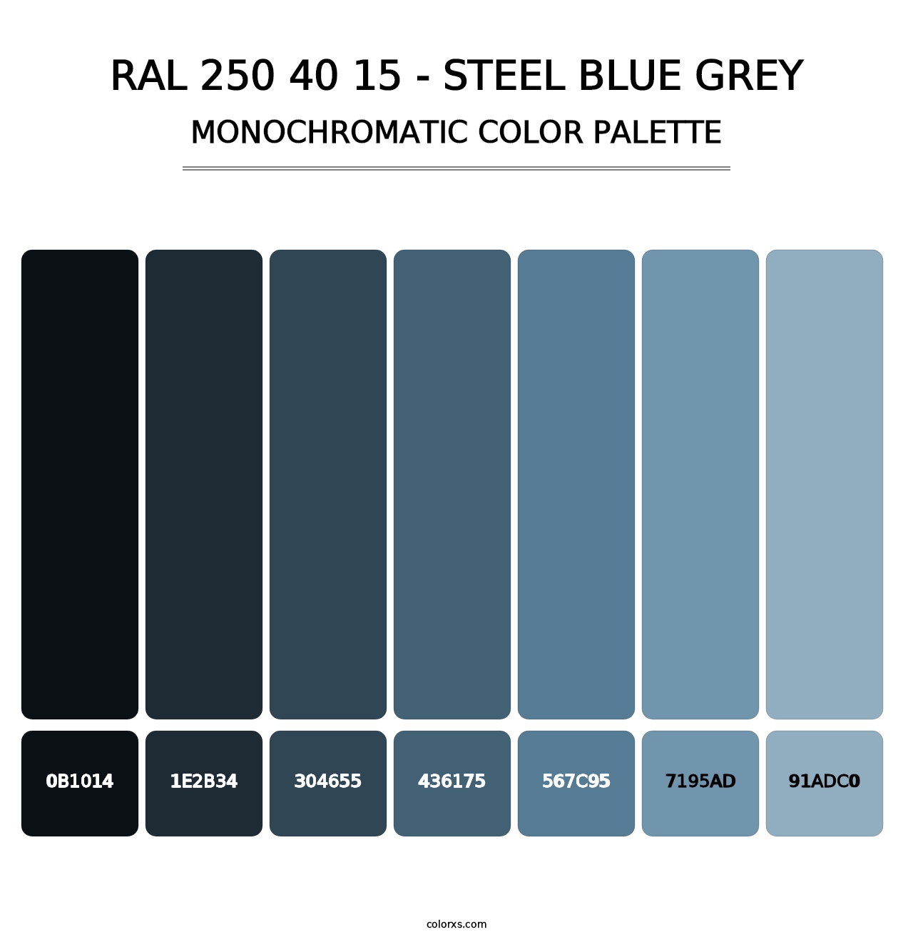 RAL 250 40 15 - Steel Blue Grey - Monochromatic Color Palette
