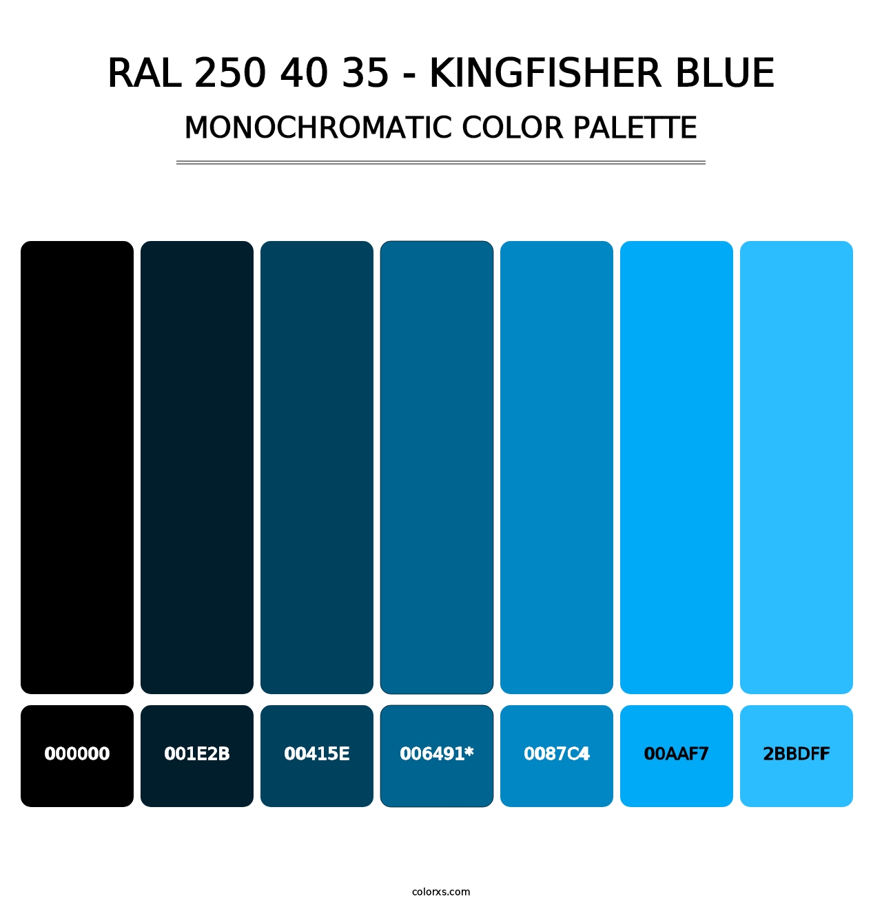 RAL 250 40 35 - Kingfisher Blue - Monochromatic Color Palette