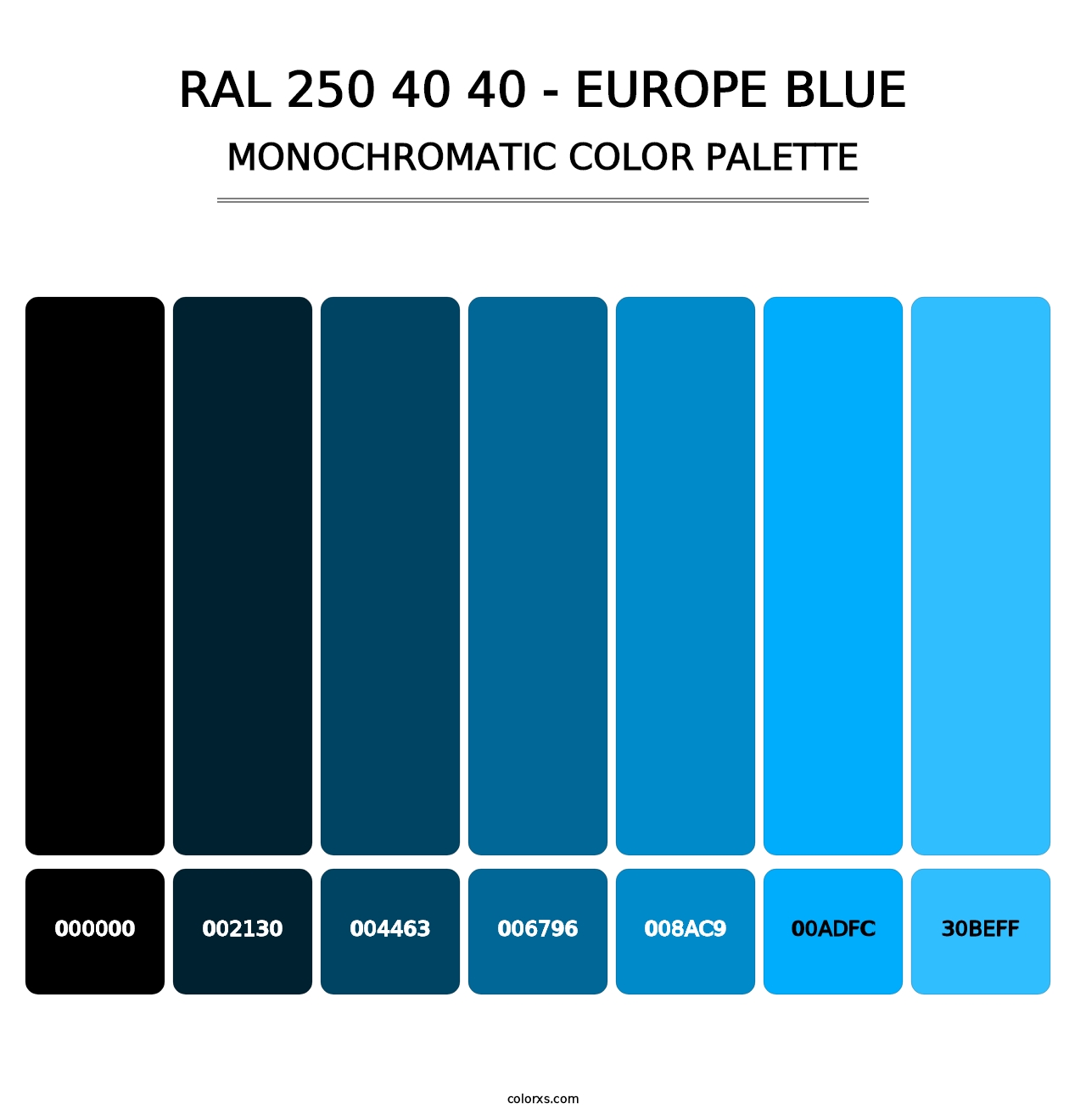 RAL 250 40 40 - Europe Blue - Monochromatic Color Palette