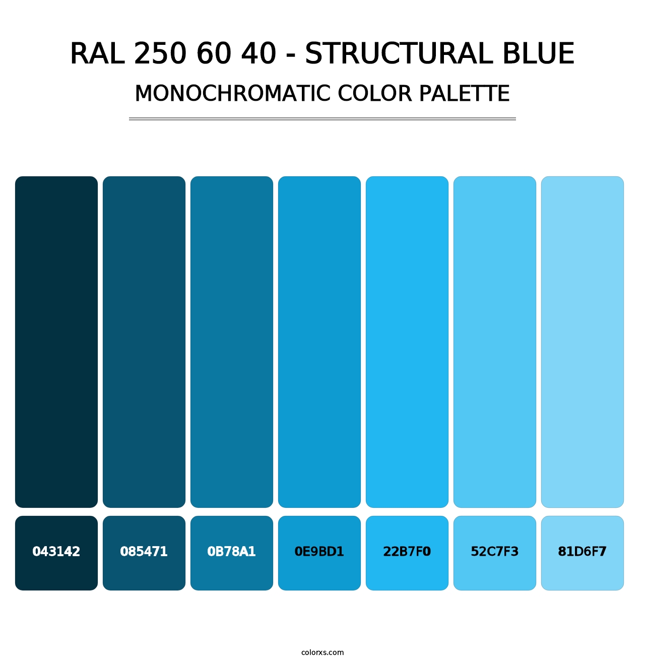 RAL 250 60 40 - Structural Blue - Monochromatic Color Palette