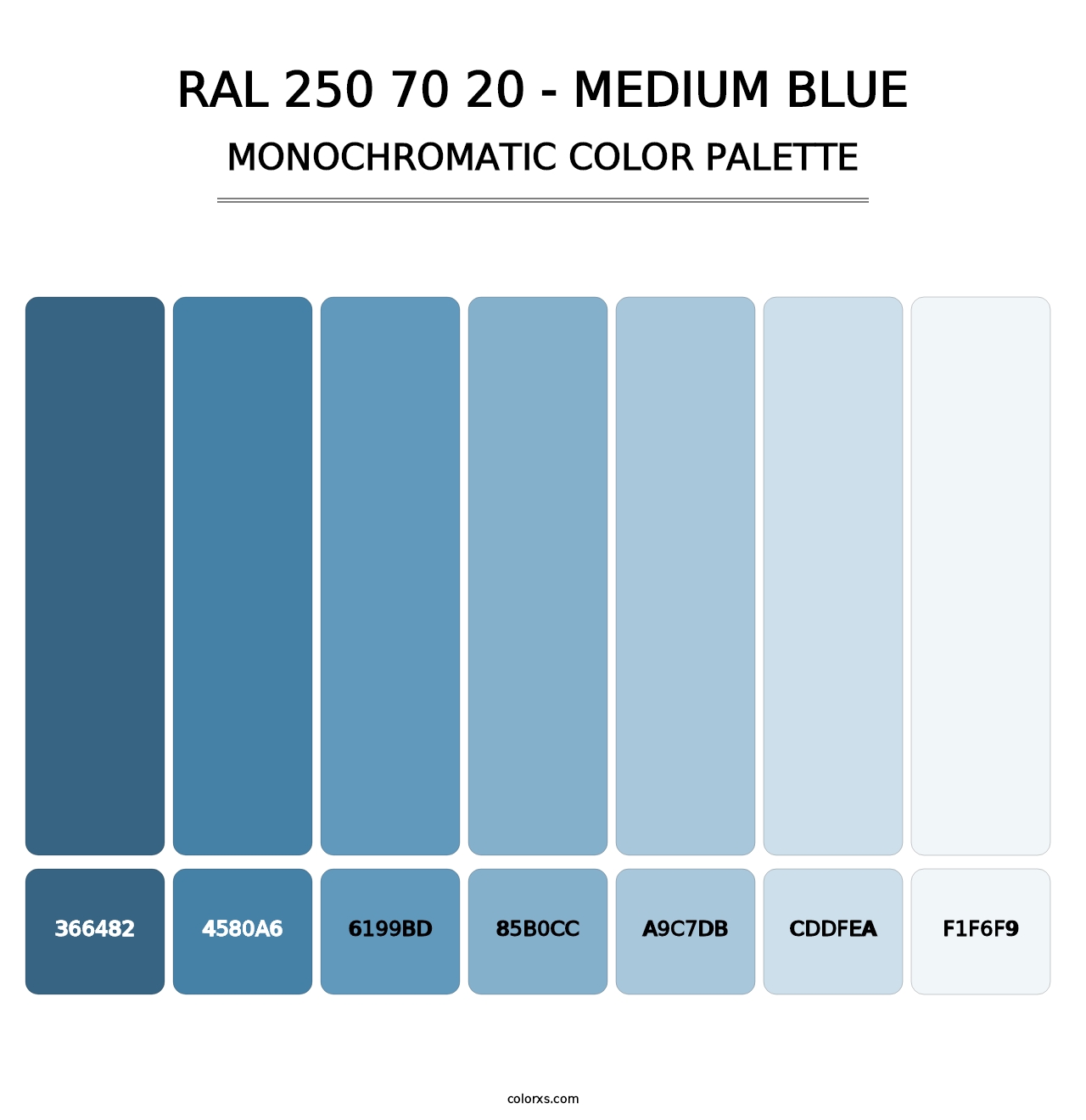RAL 250 70 20 - Medium Blue - Monochromatic Color Palette