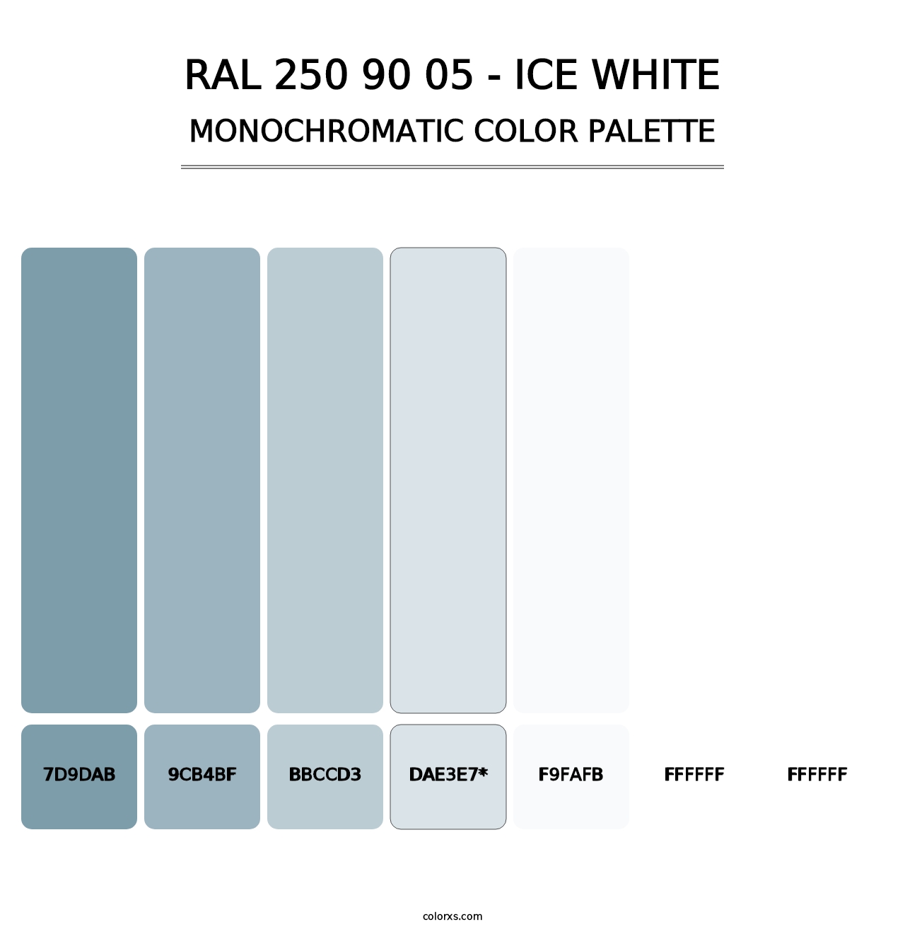 RAL 250 90 05 - Ice White - Monochromatic Color Palette