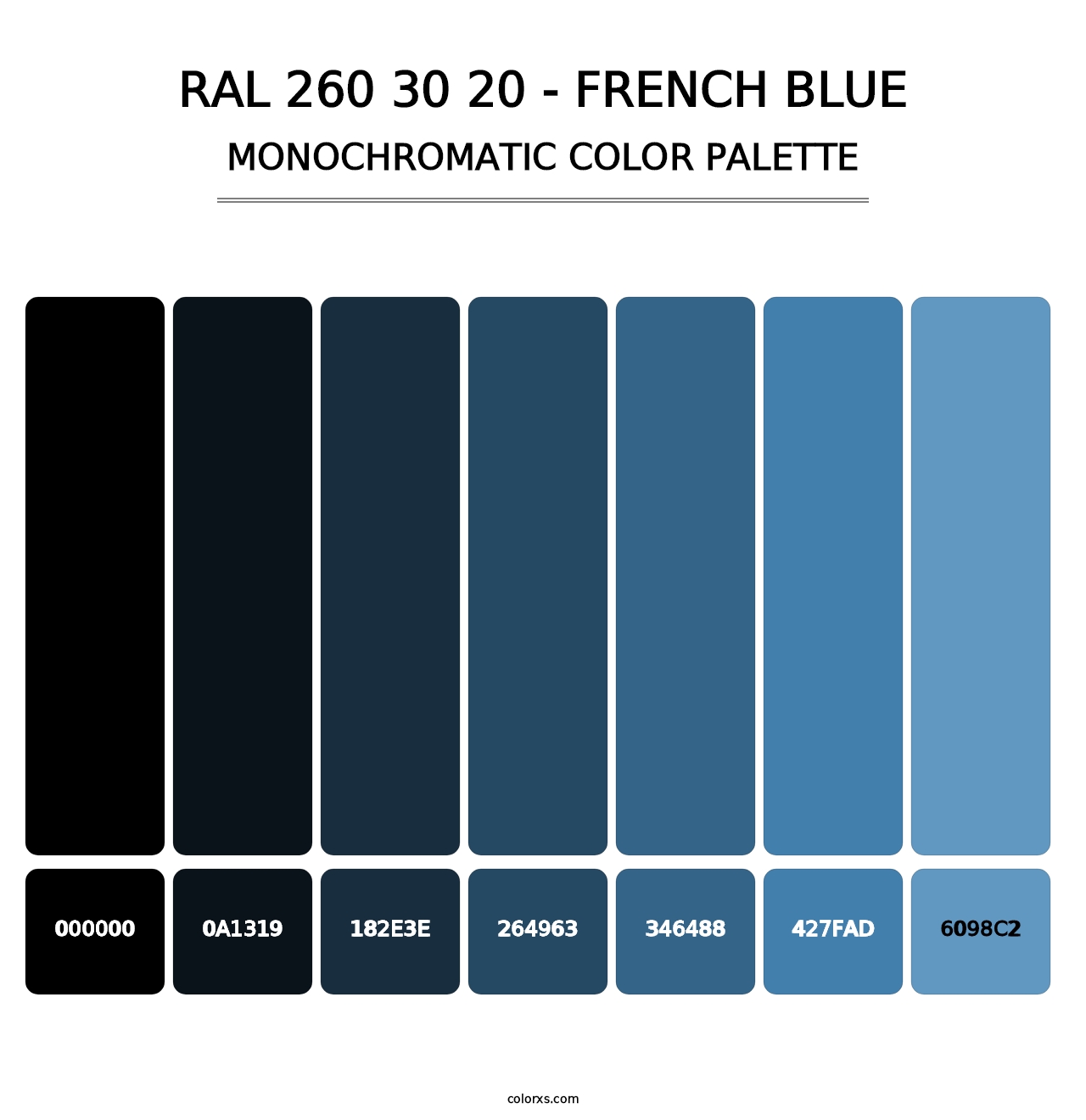 RAL 260 30 20 - French Blue - Monochromatic Color Palette