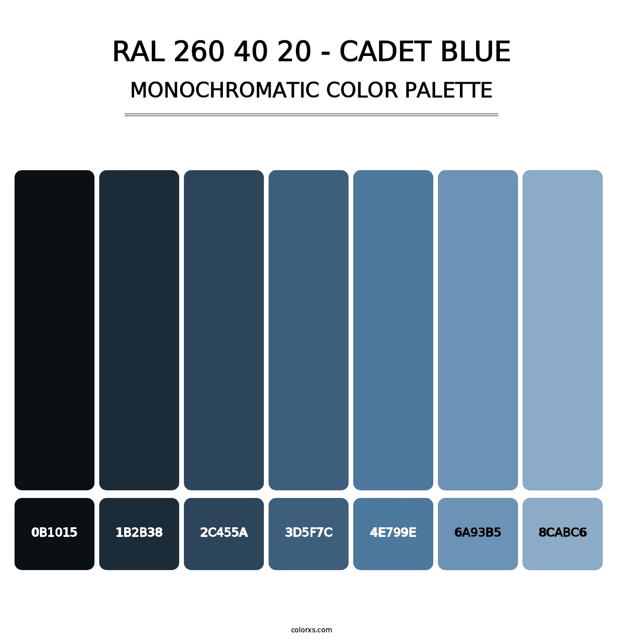 RAL 260 40 20 - Cadet Blue - Monochromatic Color Palette