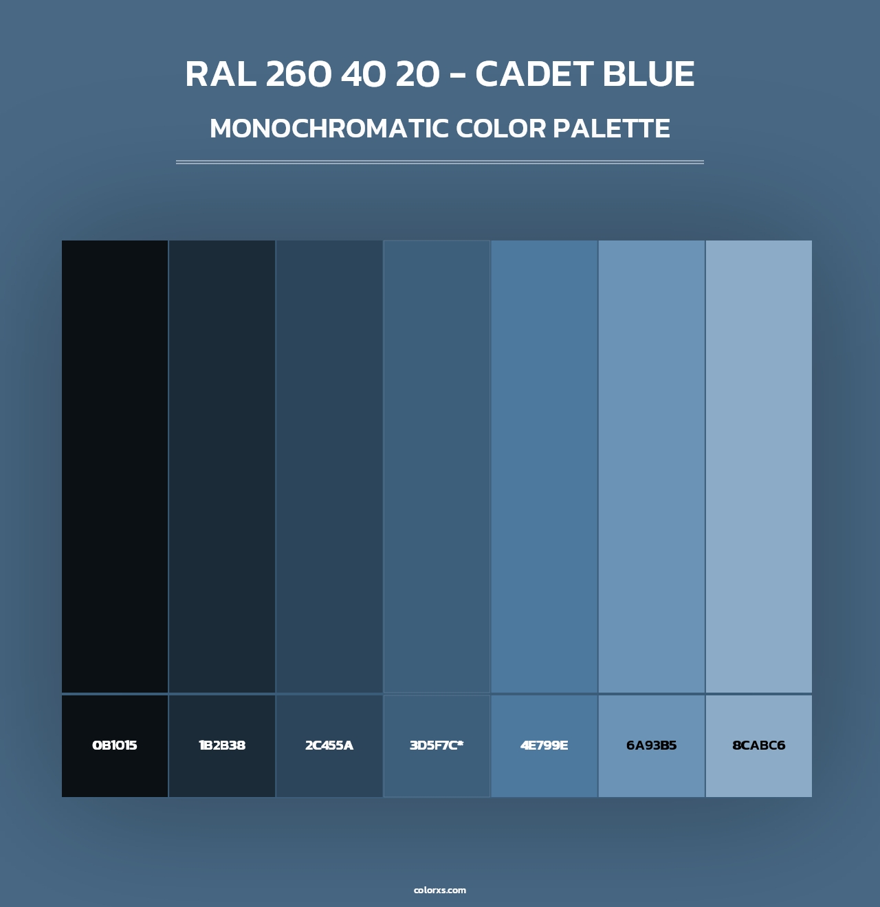 RAL 260 40 20 - Cadet Blue color palettes - colorxs.com