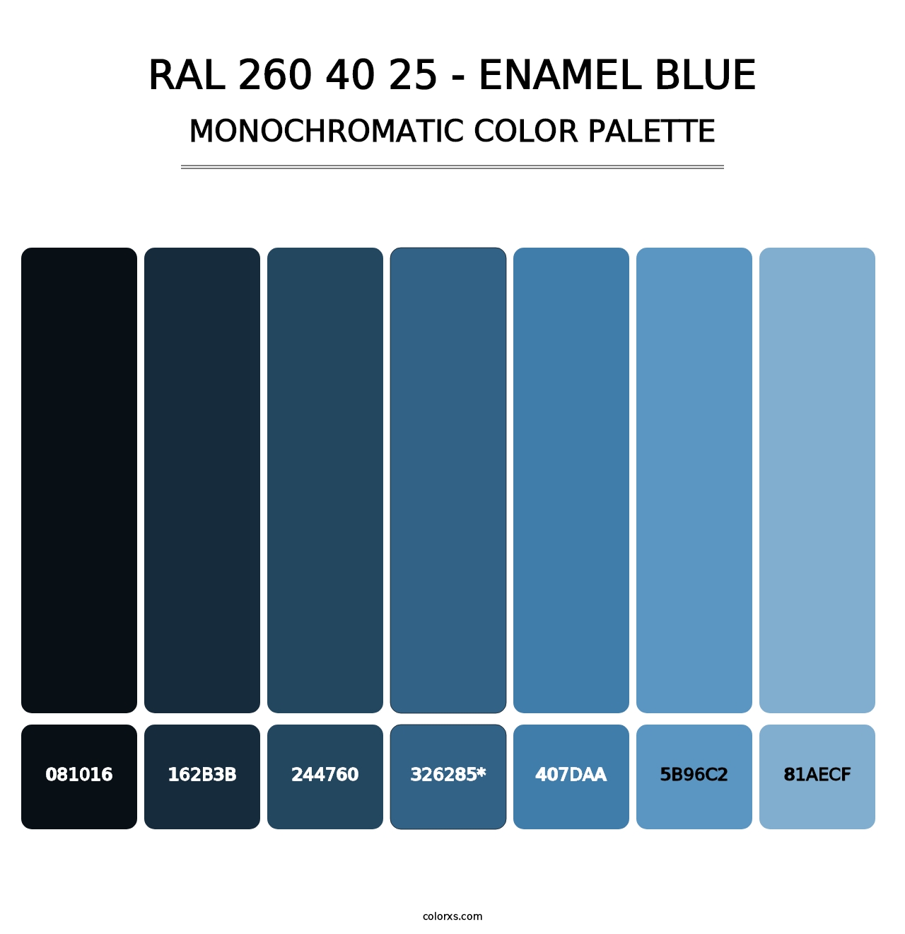 RAL 260 40 25 - Enamel Blue - Monochromatic Color Palette
