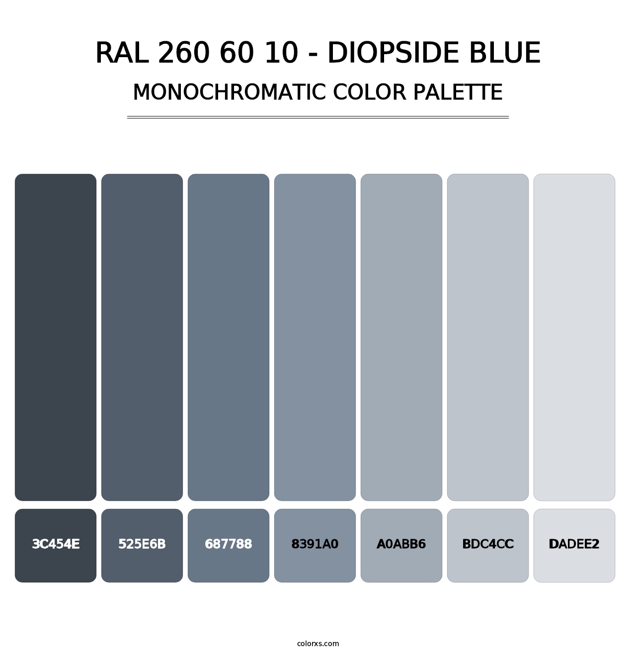 RAL 260 60 10 - Diopside Blue - Monochromatic Color Palette