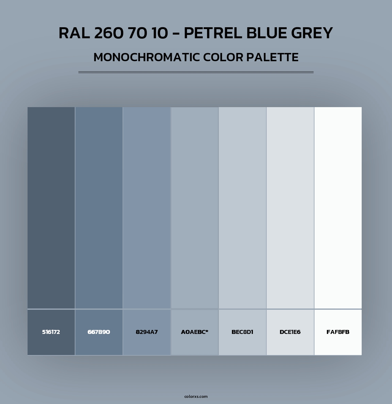 RAL 260 70 10 - Petrel Blue Grey - Monochromatic Color Palette