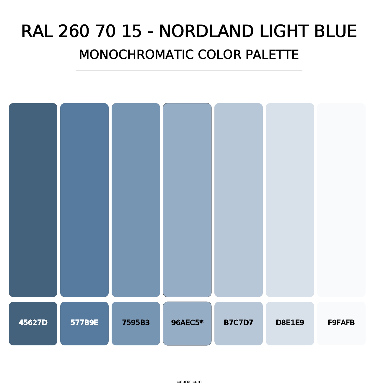 RAL 260 70 15 - Nordland Light Blue - Monochromatic Color Palette