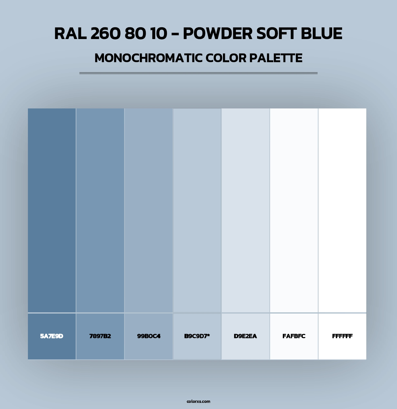RAL 260 80 10 - Powder Soft Blue - Monochromatic Color Palette