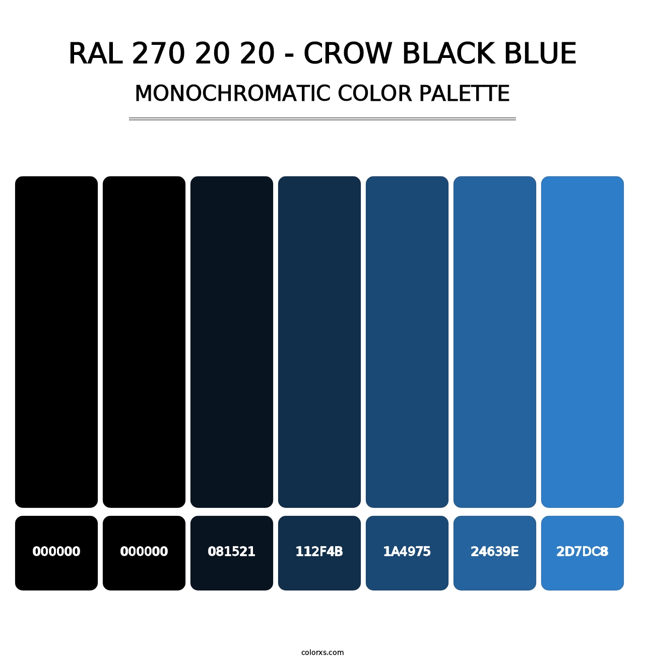 RAL 270 20 20 - Crow Black Blue - Monochromatic Color Palette