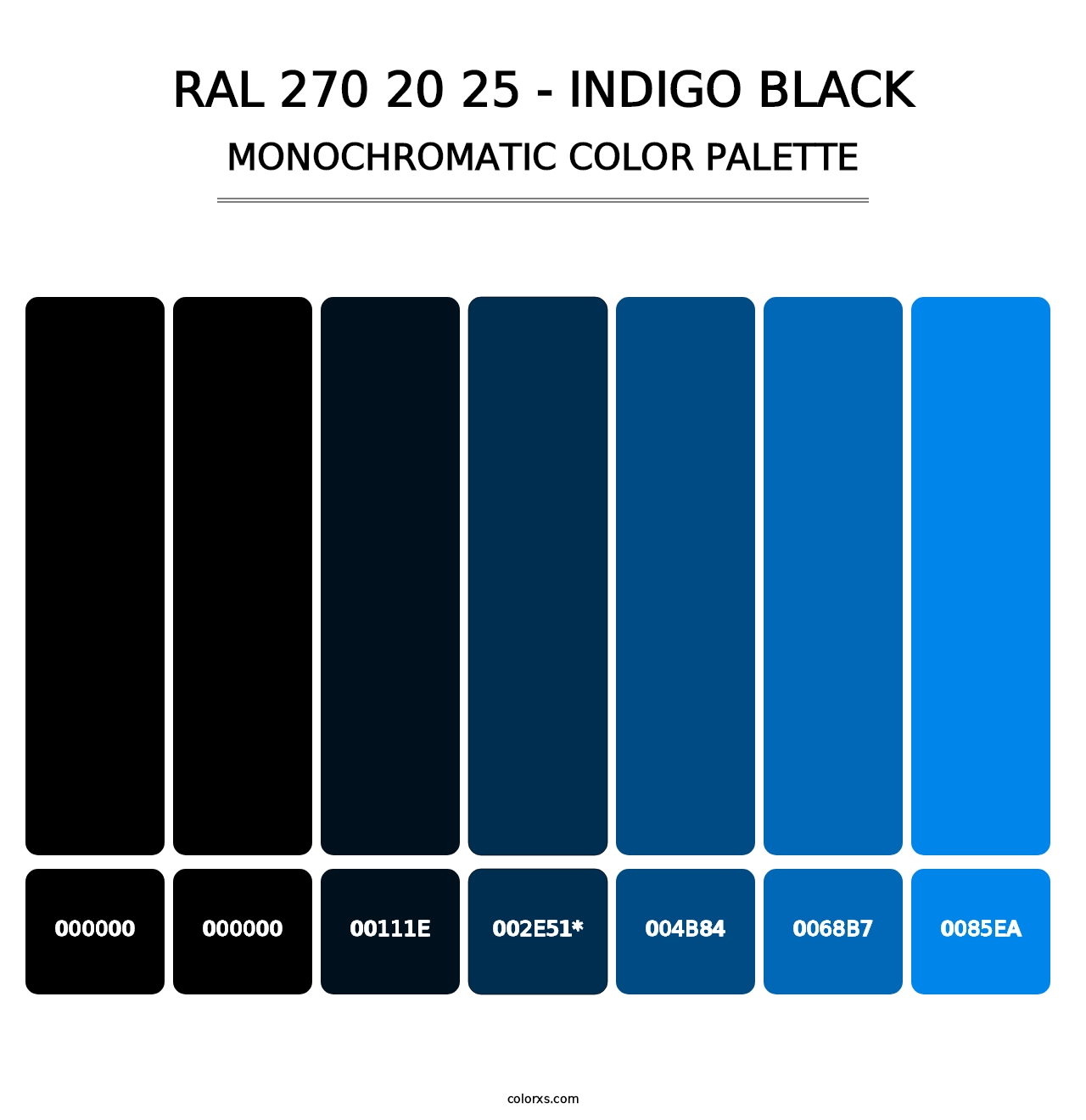 RAL 270 20 25 - Indigo Black - Monochromatic Color Palette