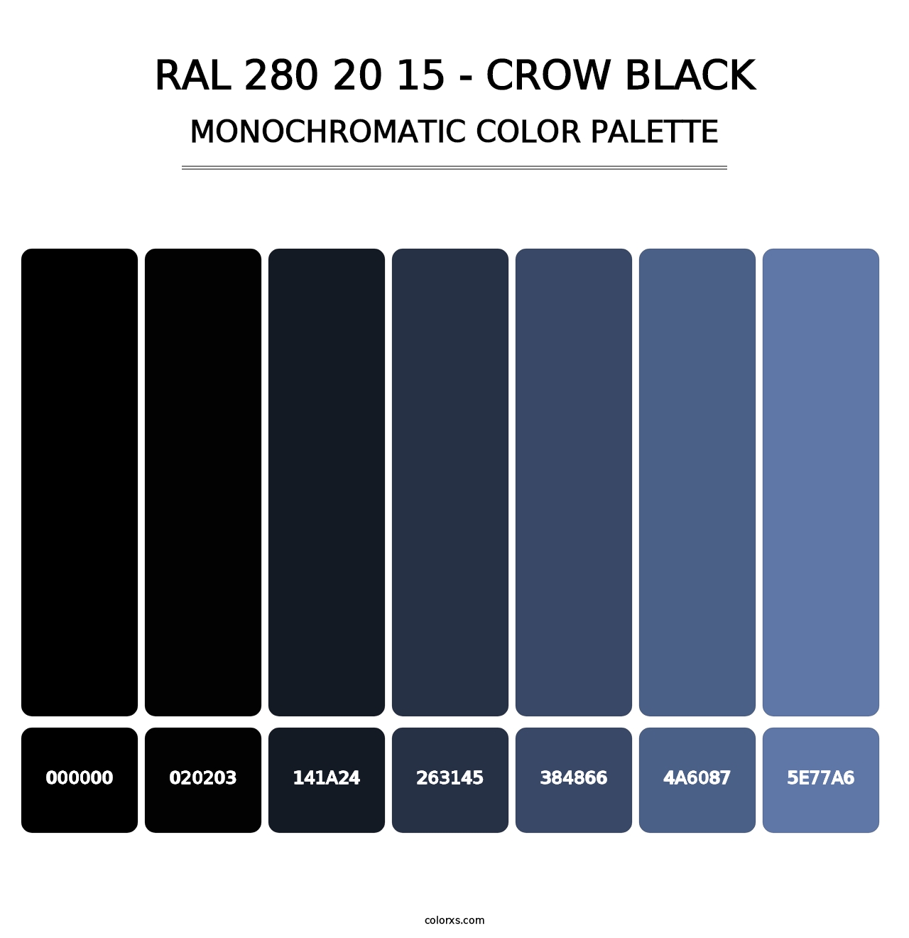 RAL 280 20 15 - Crow Black - Monochromatic Color Palette