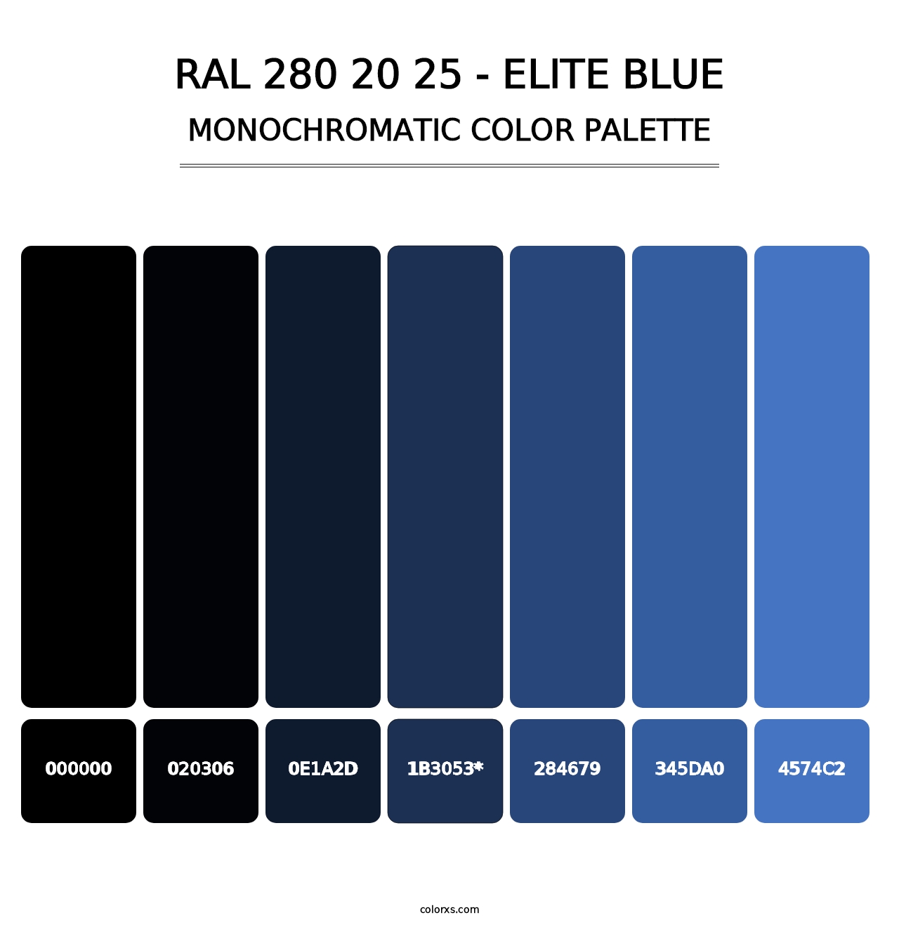 RAL 280 20 25 - Elite Blue - Monochromatic Color Palette