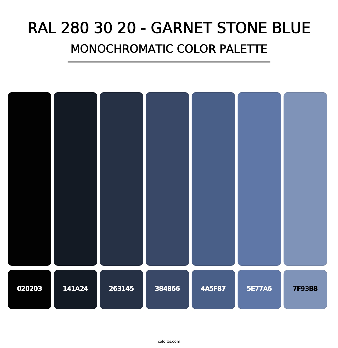 RAL 280 30 20 - Garnet Stone Blue - Monochromatic Color Palette