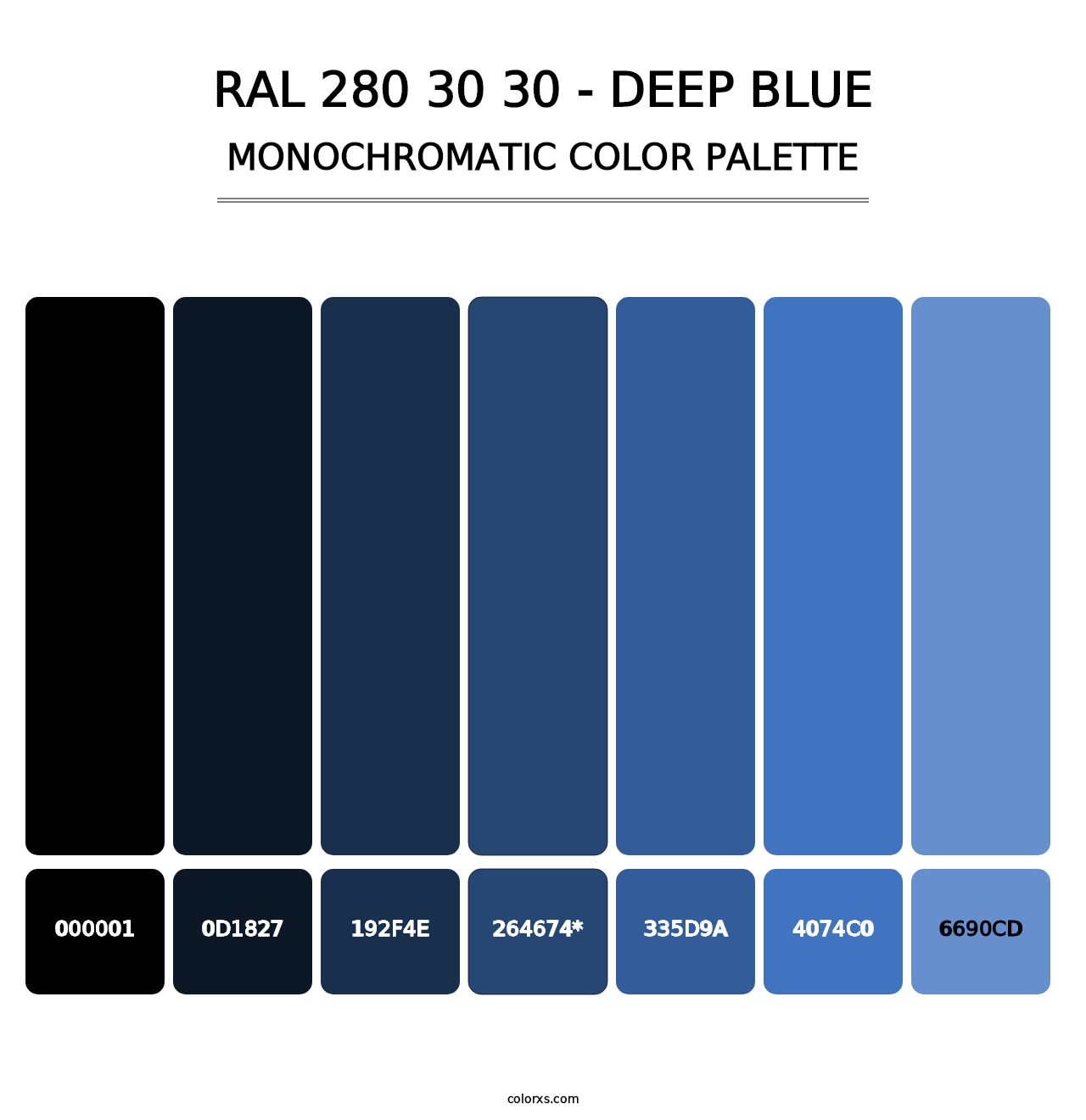RAL 280 30 30 - Deep Blue - Monochromatic Color Palette