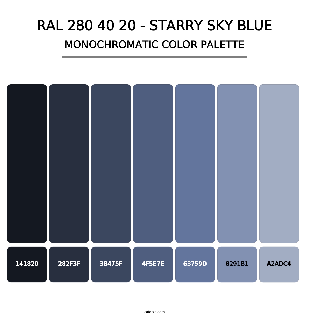 RAL 280 40 20 - Starry Sky Blue - Monochromatic Color Palette