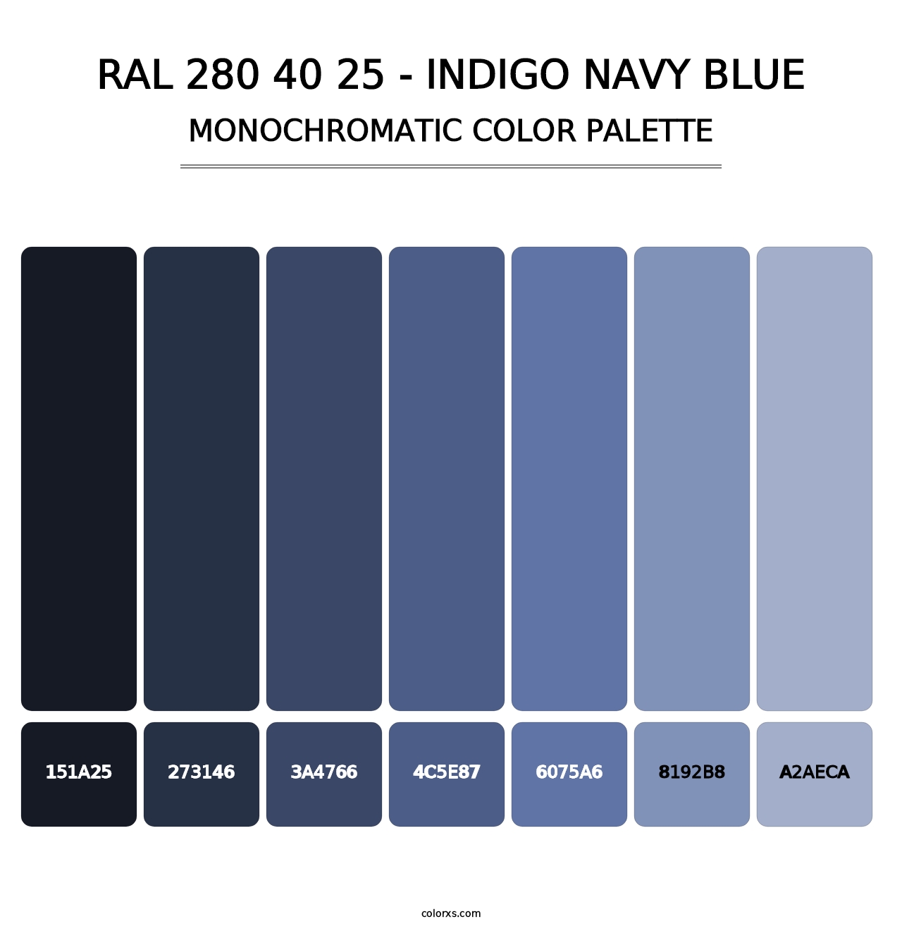 RAL 280 40 25 - Indigo Navy Blue - Monochromatic Color Palette