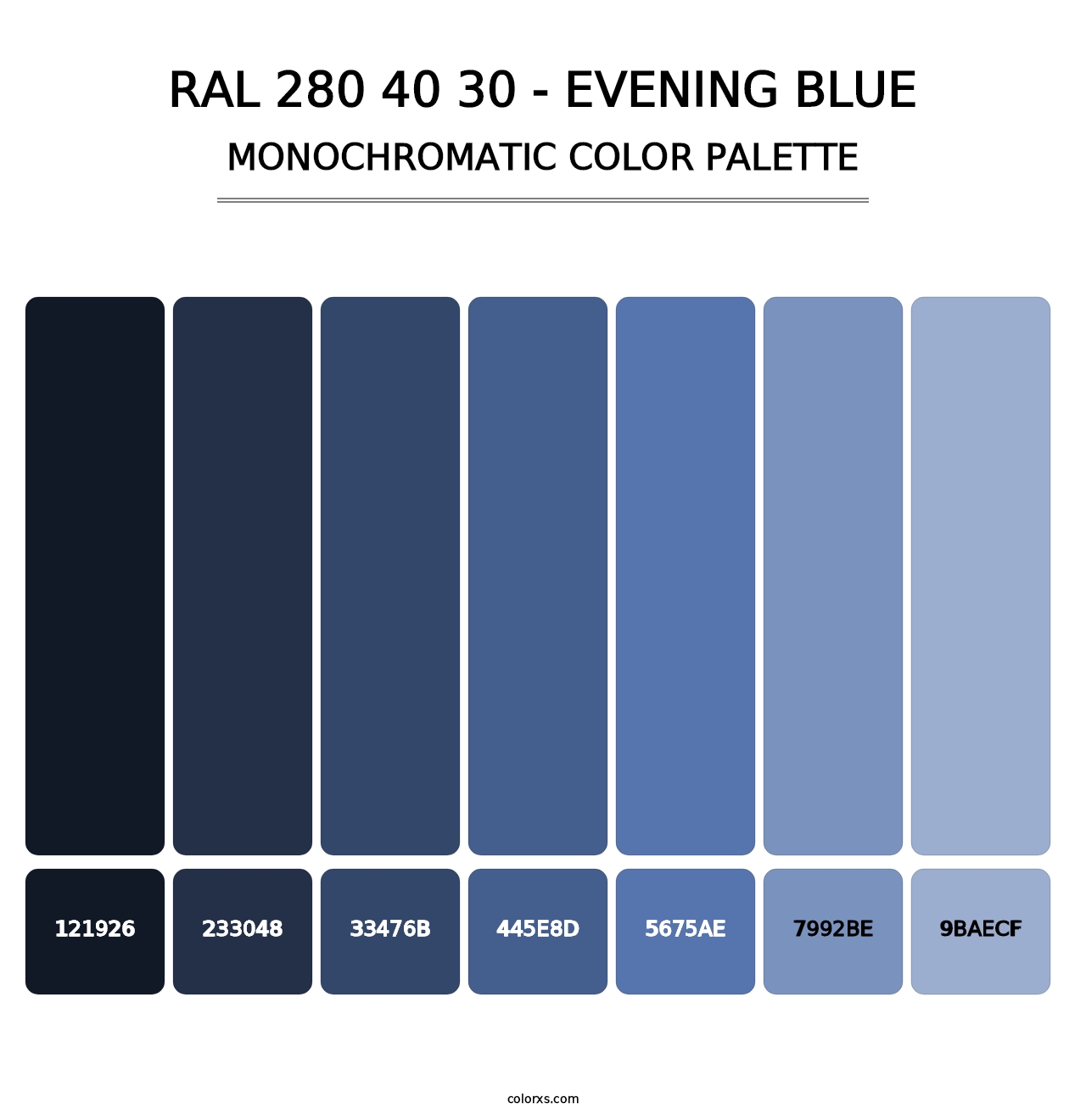 RAL 280 40 30 - Evening Blue - Monochromatic Color Palette