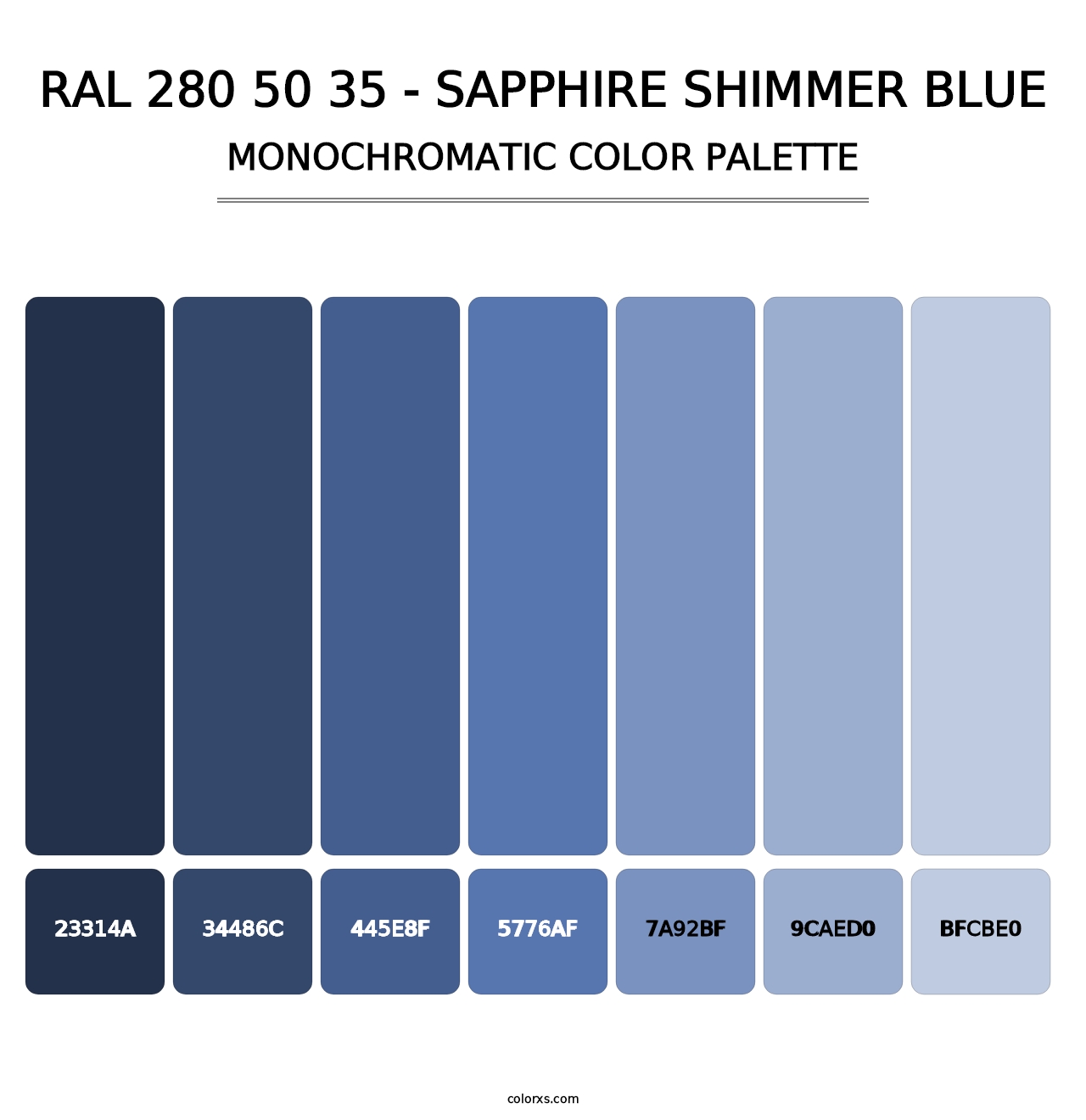 RAL 280 50 35 - Sapphire Shimmer Blue - Monochromatic Color Palette