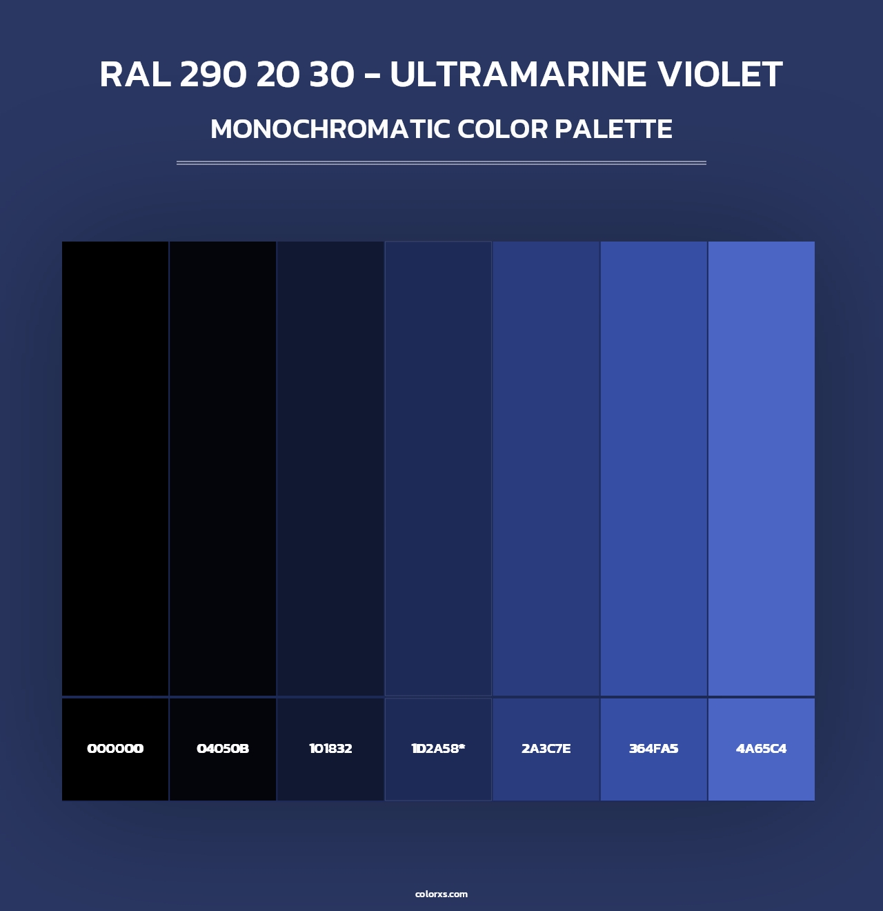RAL 290 20 30 - Ultramarine Violet - Monochromatic Color Palette