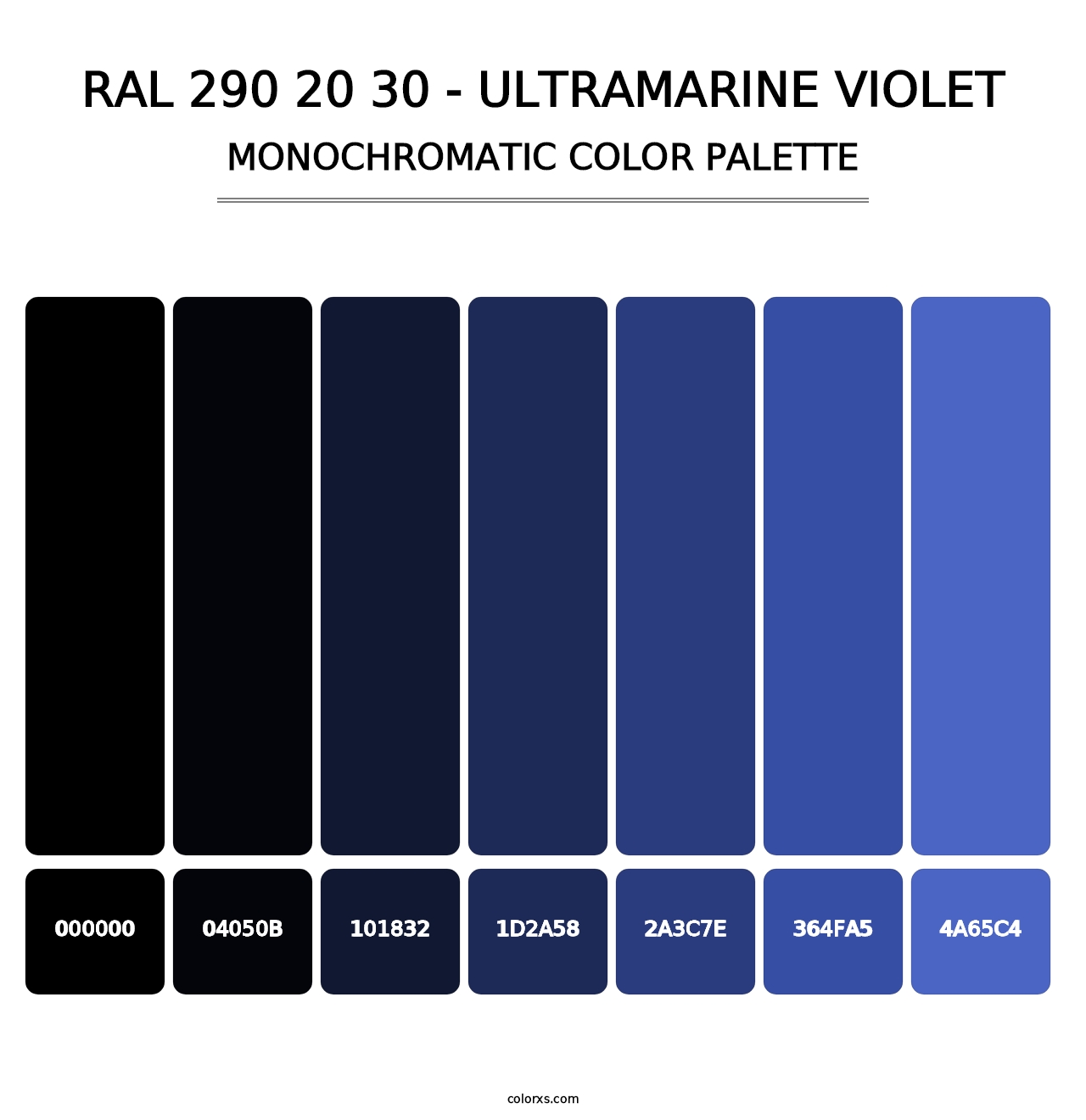 RAL 290 20 30 - Ultramarine Violet - Monochromatic Color Palette