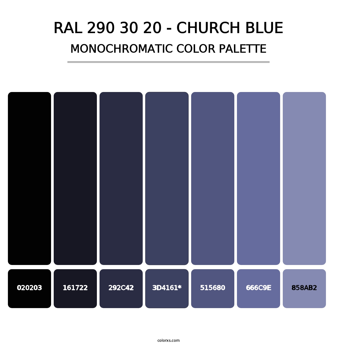 RAL 290 30 20 - Church Blue - Monochromatic Color Palette