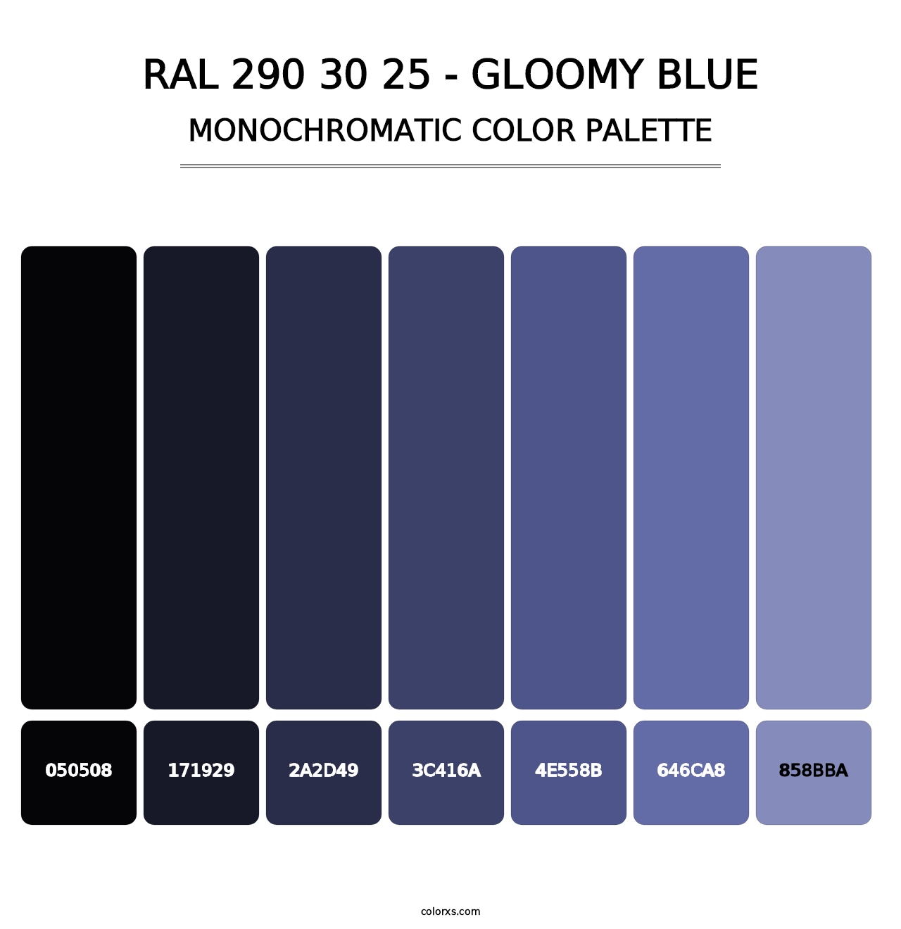 RAL 290 30 25 - Gloomy Blue - Monochromatic Color Palette