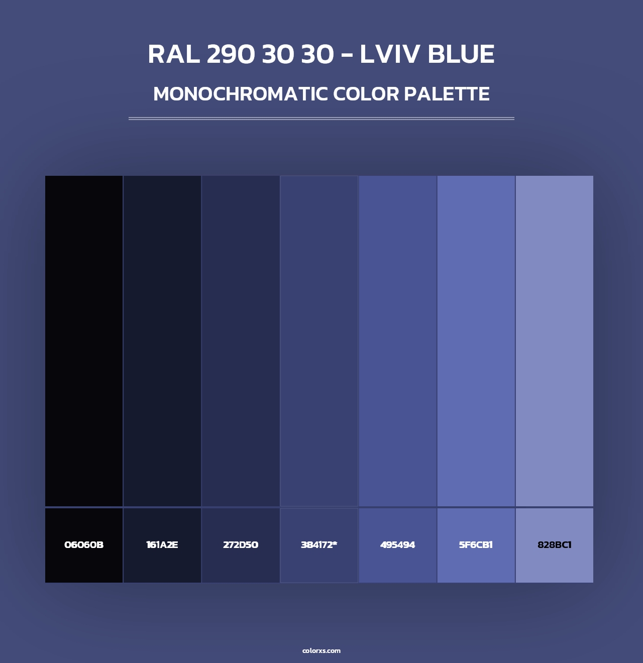 RAL 290 30 30 - Lviv Blue - Monochromatic Color Palette