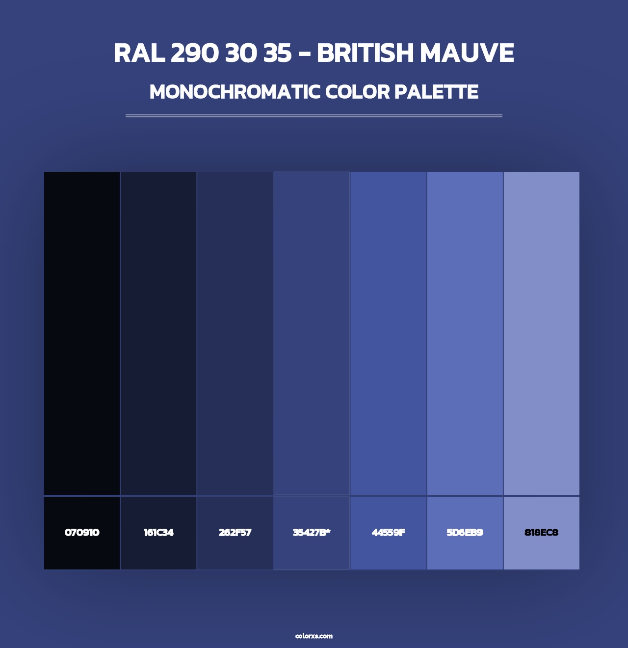 RAL 290 30 35 - British Mauve - Monochromatic Color Palette