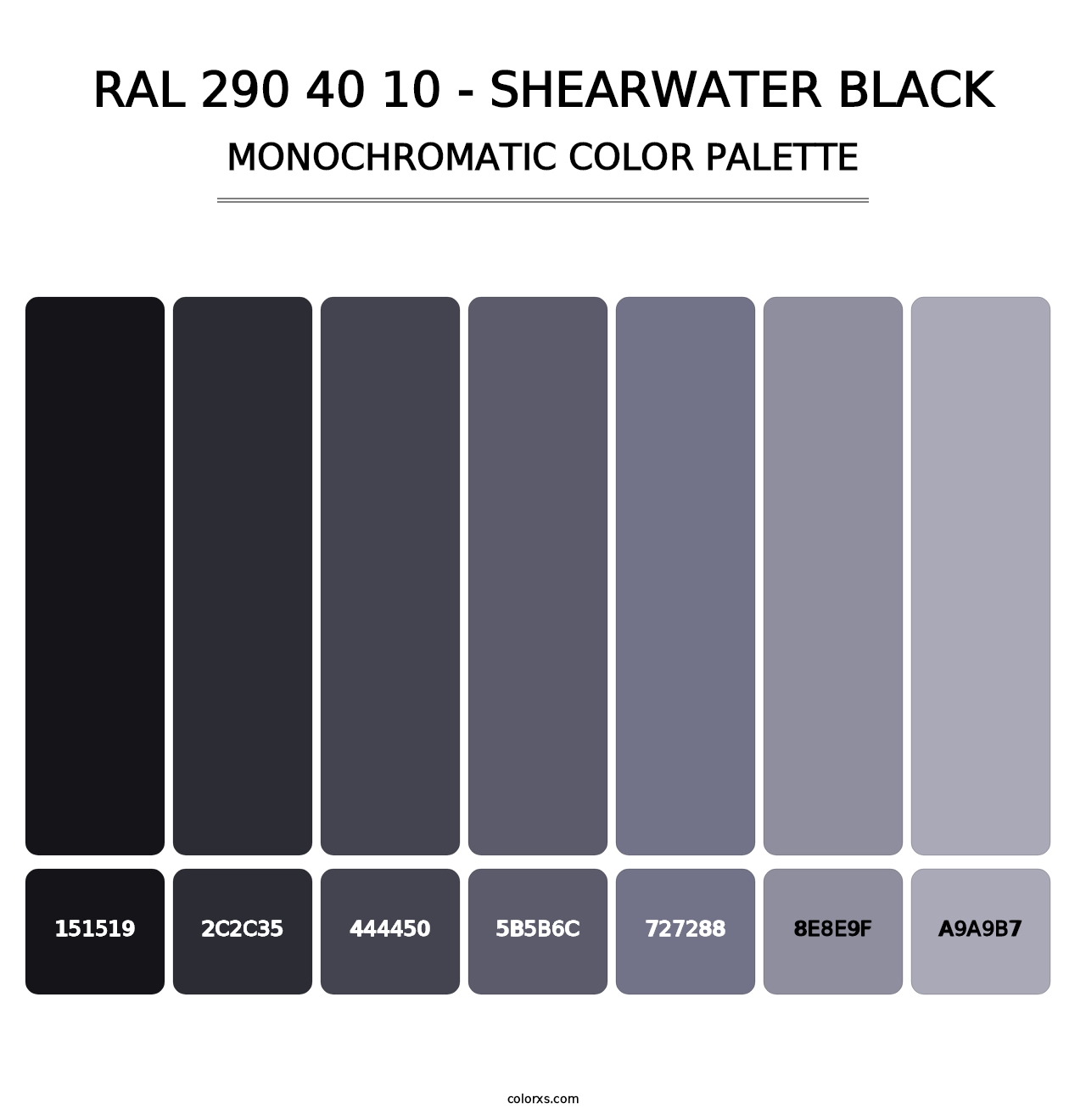 RAL 290 40 10 - Shearwater Black - Monochromatic Color Palette