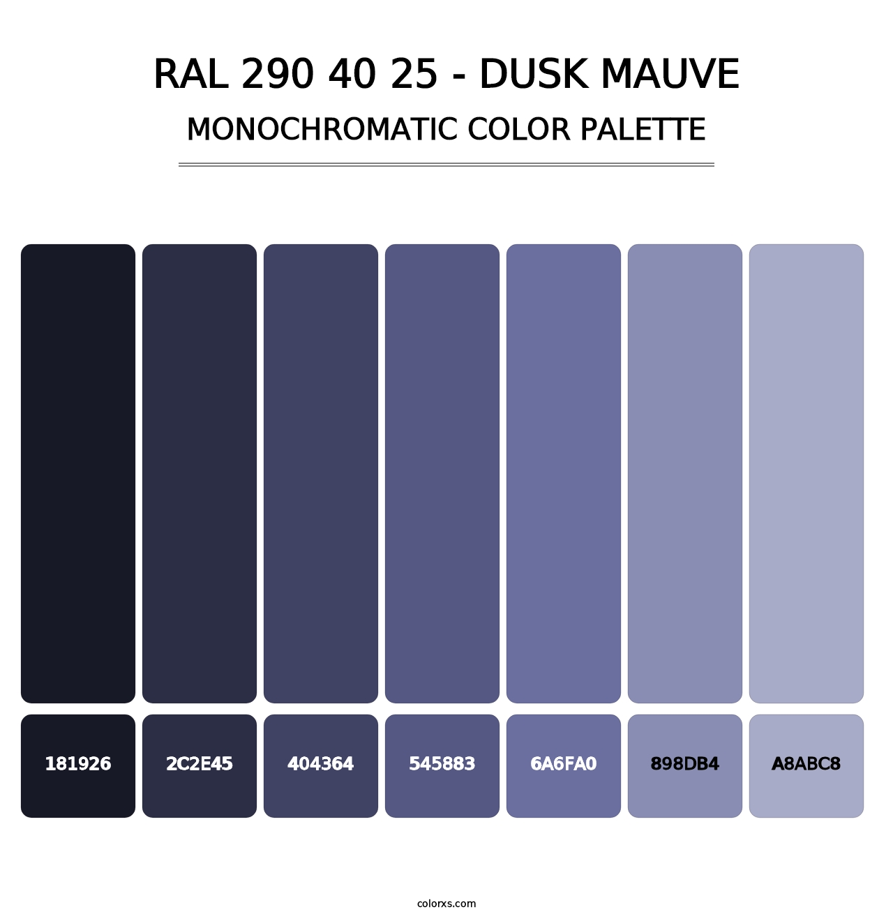 RAL 290 40 25 - Dusk Mauve - Monochromatic Color Palette