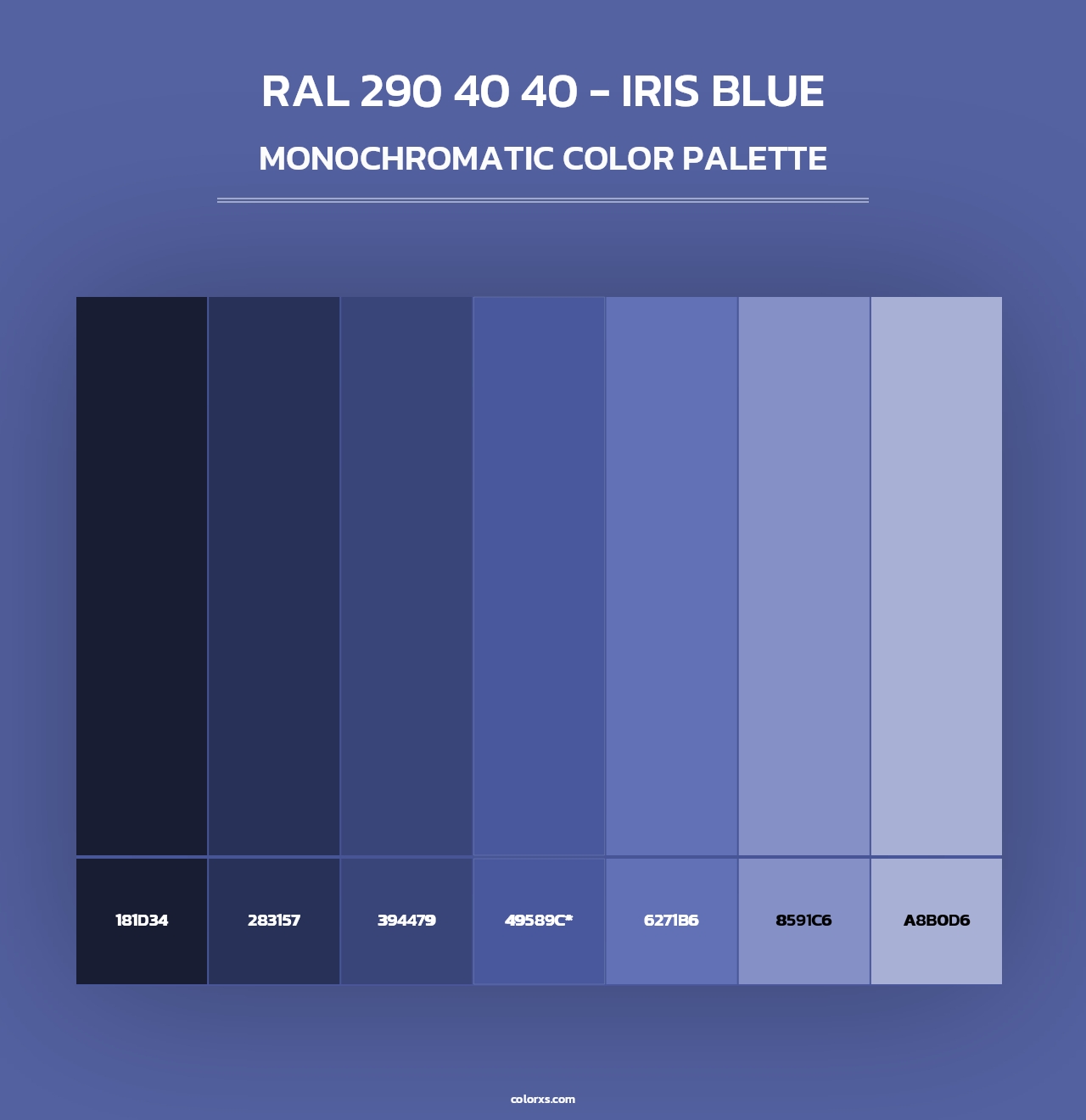 RAL 290 40 40 - Iris Blue - Monochromatic Color Palette