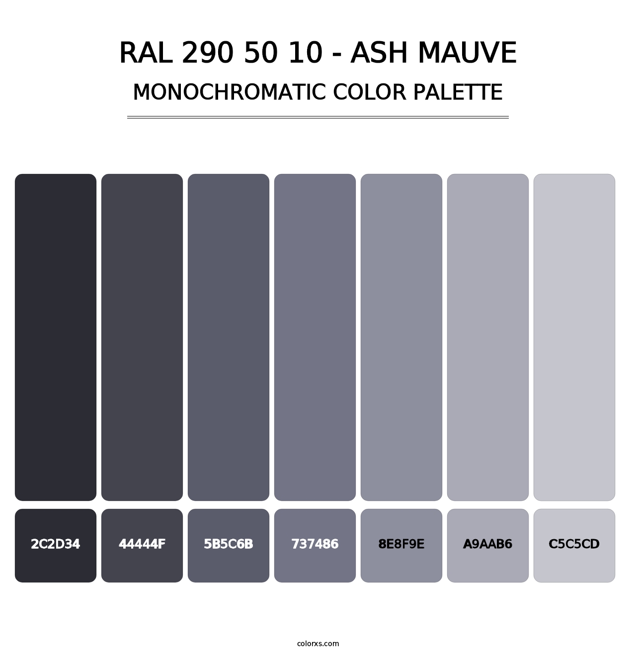 RAL 290 50 10 - Ash Mauve - Monochromatic Color Palette