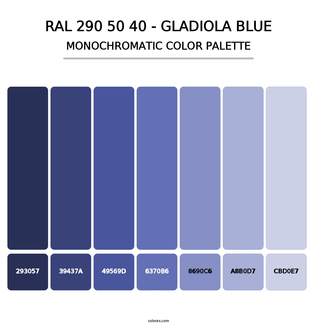 RAL 290 50 40 - Gladiola Blue - Monochromatic Color Palette