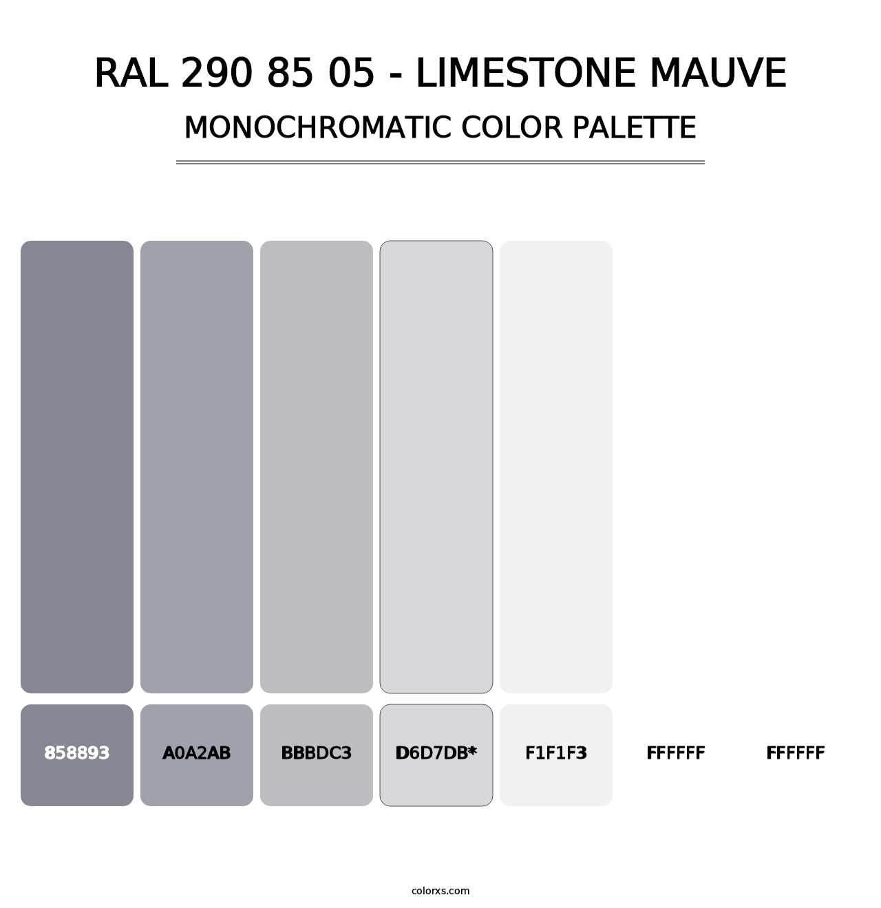 RAL 290 85 05 - Limestone Mauve - Monochromatic Color Palette