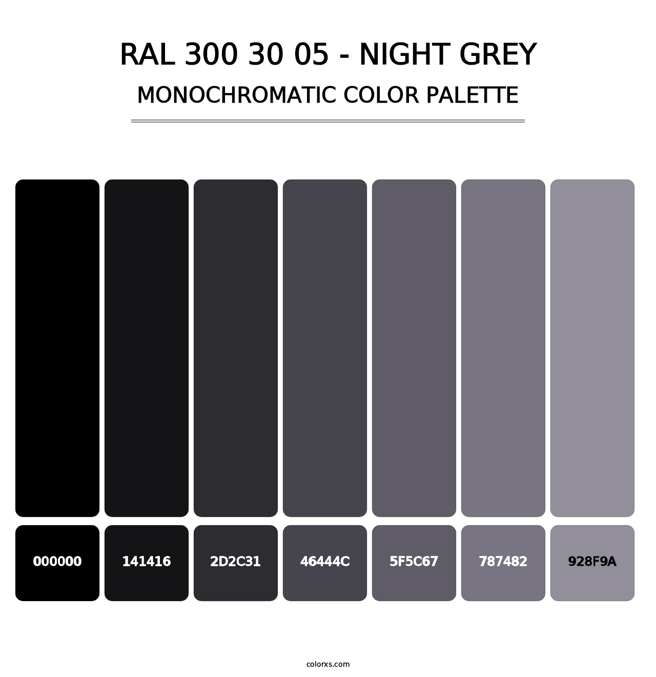 RAL 300 30 05 - Night Grey - Monochromatic Color Palette