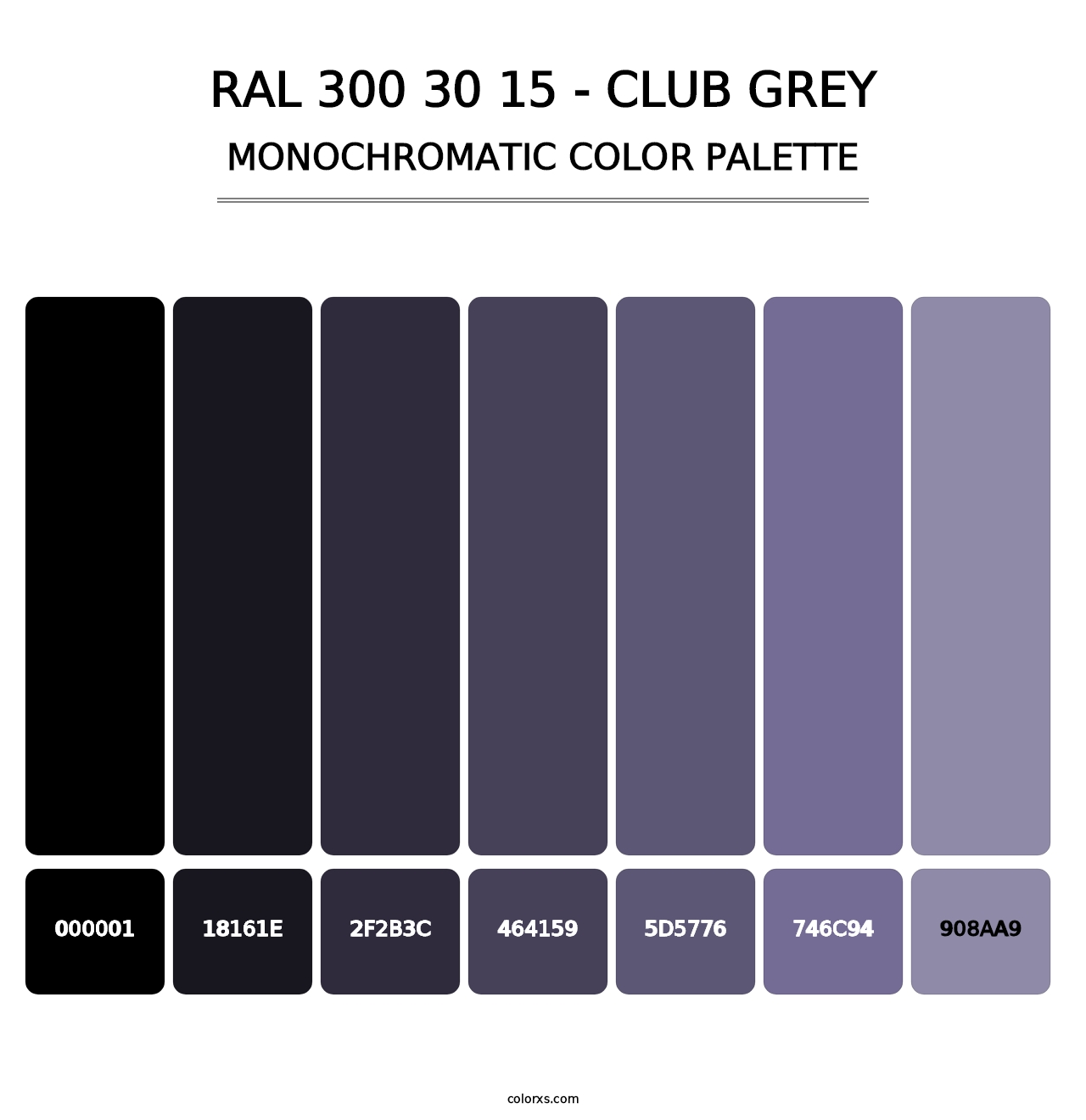 RAL 300 30 15 - Club Grey - Monochromatic Color Palette