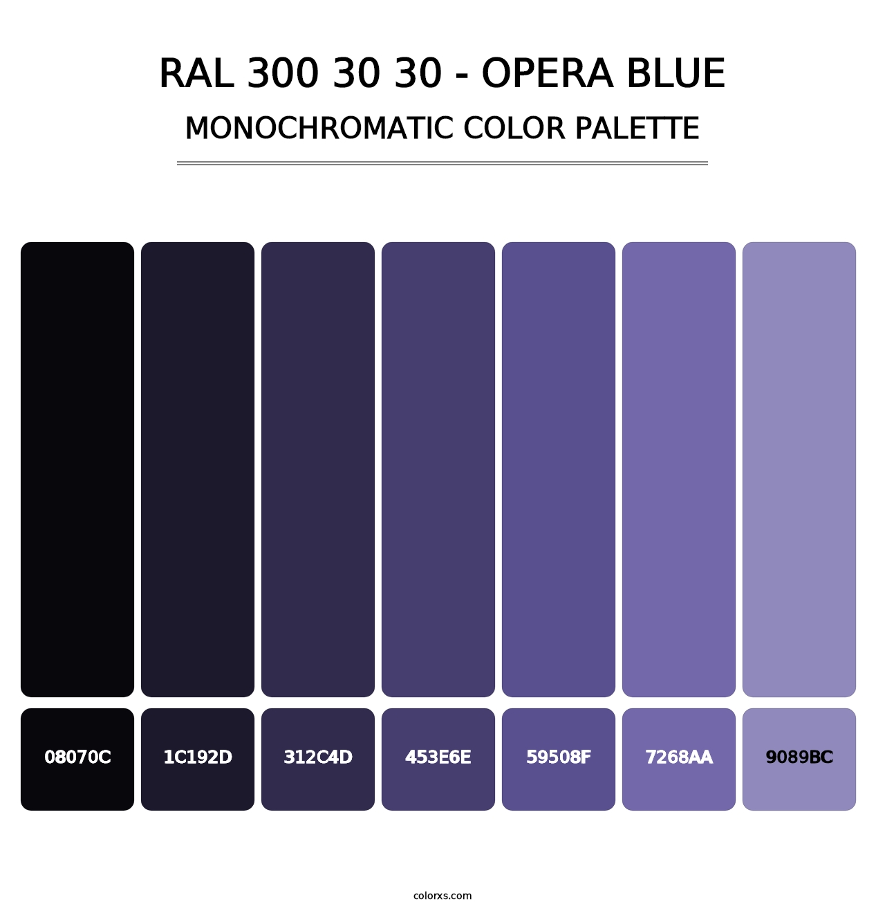 RAL 300 30 30 - Opera Blue - Monochromatic Color Palette