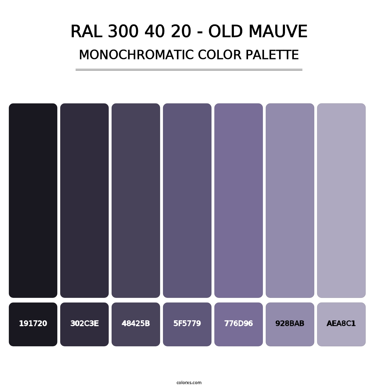 RAL 300 40 20 - Old Mauve - Monochromatic Color Palette