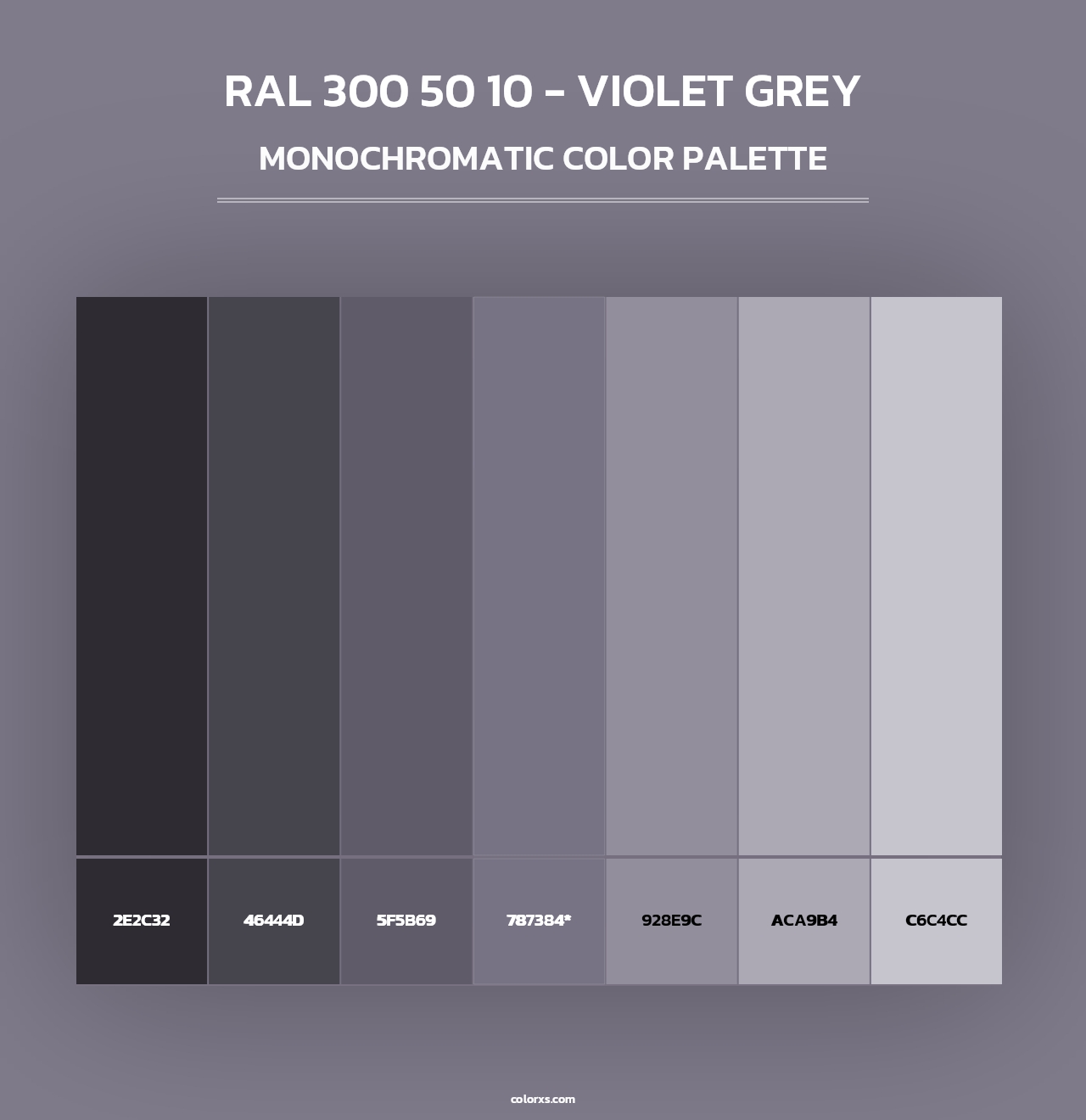 RAL 300 50 10 - Violet Grey - Monochromatic Color Palette