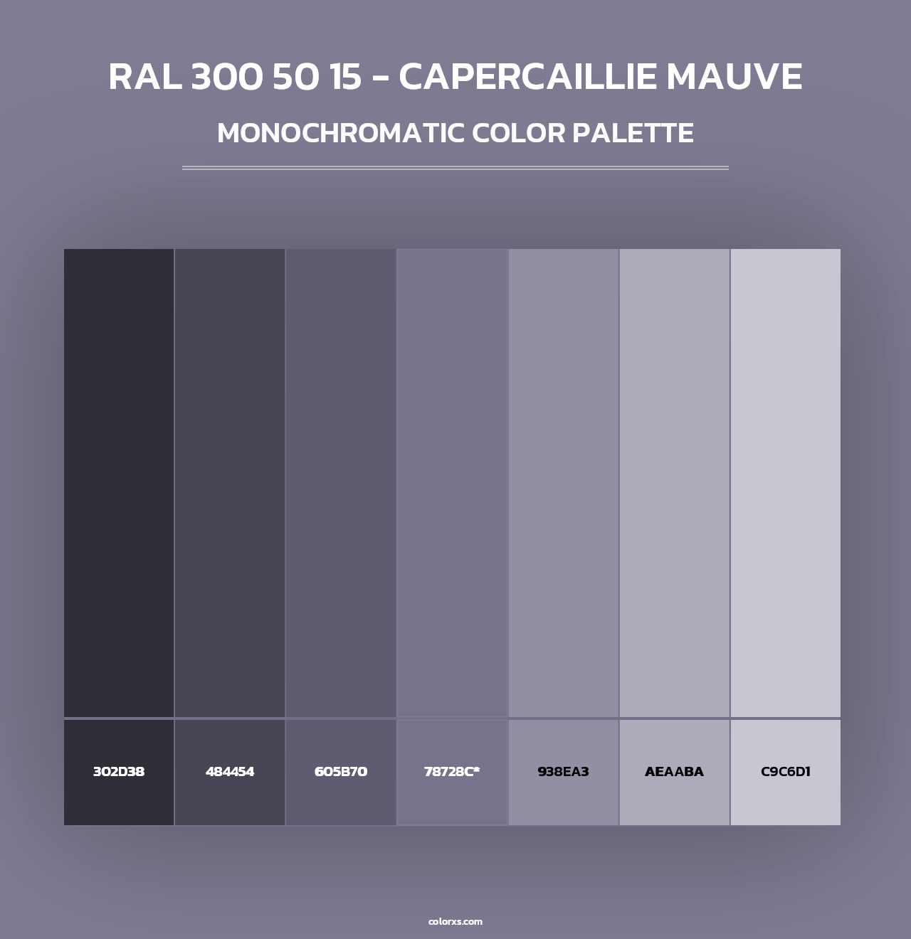 RAL 300 50 15 - Capercaillie Mauve - Monochromatic Color Palette